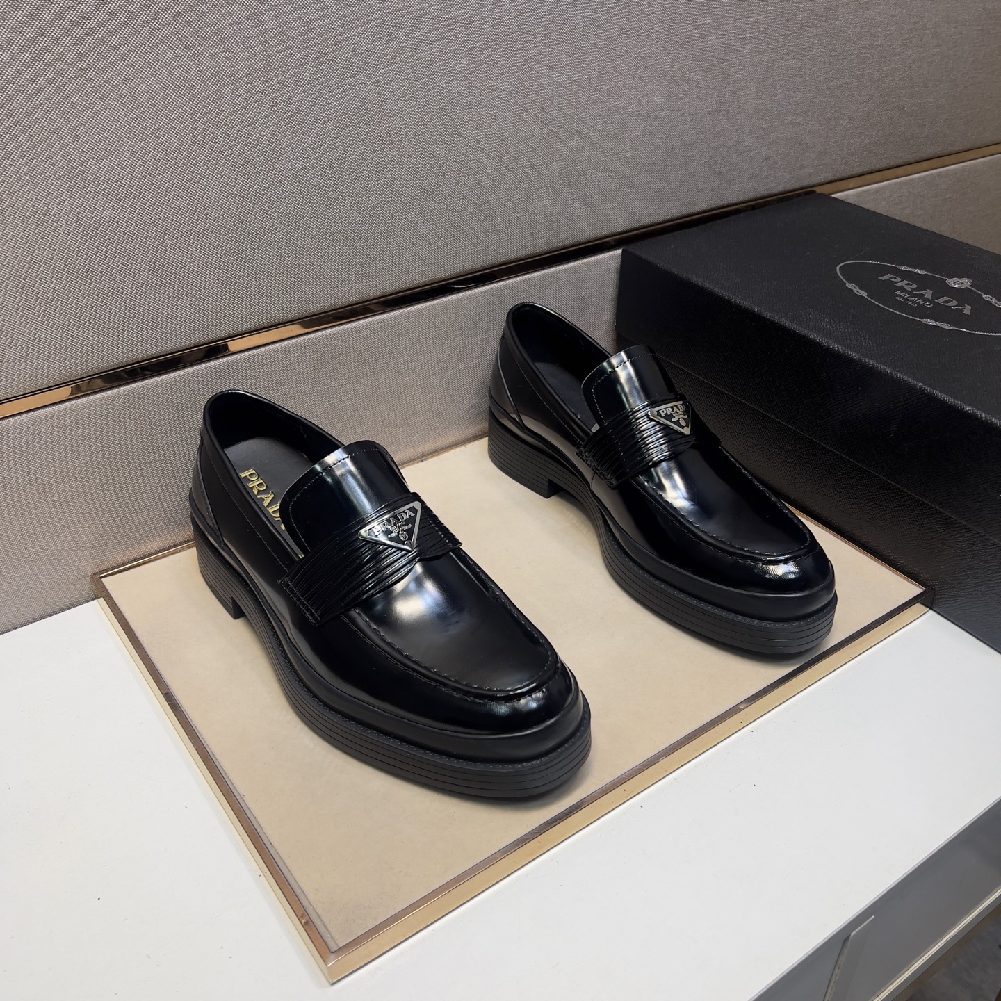 Prada Men's Black Leather Loafers, Sizes 38-44, Comfortable and Breathable 2 i1742749381709 2519 0 0