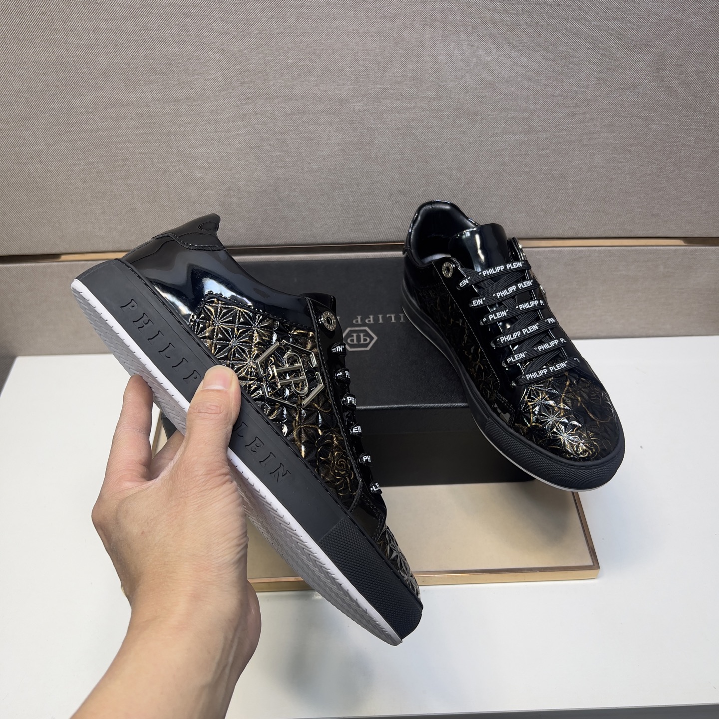 Men's Philipp Plein Black Leather Lace-Up Fashion Sneakers Size 38-44 8 i1742832868077 5218 0 6
