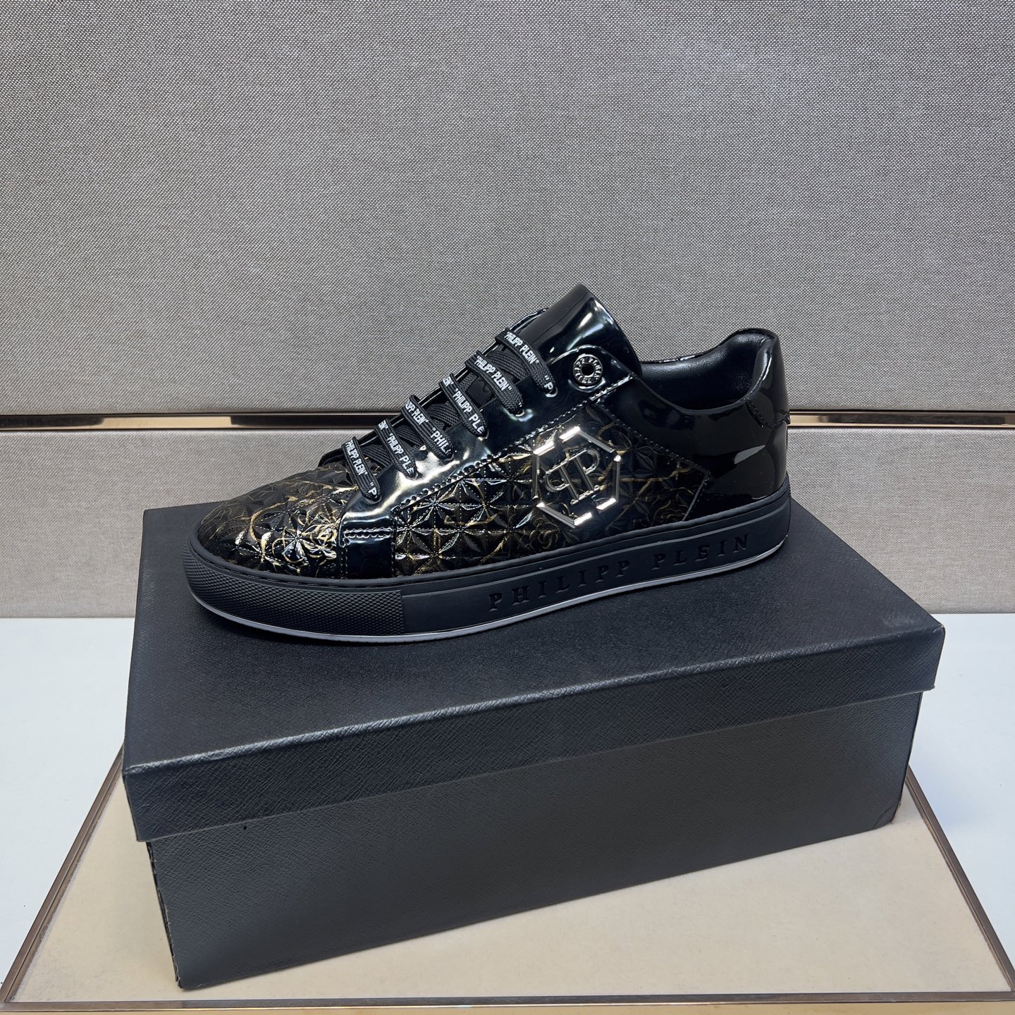 Men's Philipp Plein Black Leather Lace-Up Fashion Sneakers Size 38-44 5 i1742832869574 3202 0 3