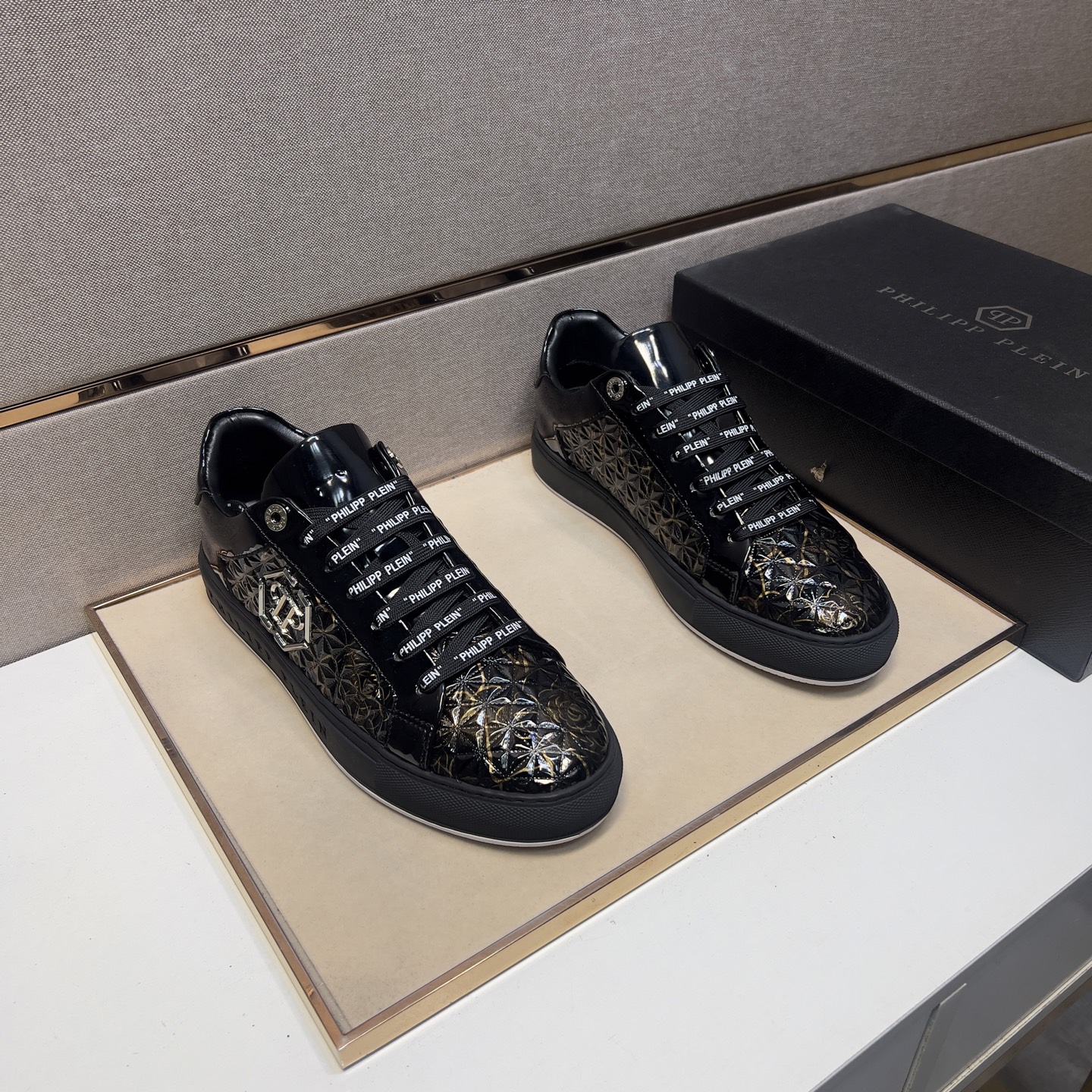 Men's Philipp Plein Black Leather Lace-Up Fashion Sneakers Size 38-44 2 i1742832869586 7840 0 0