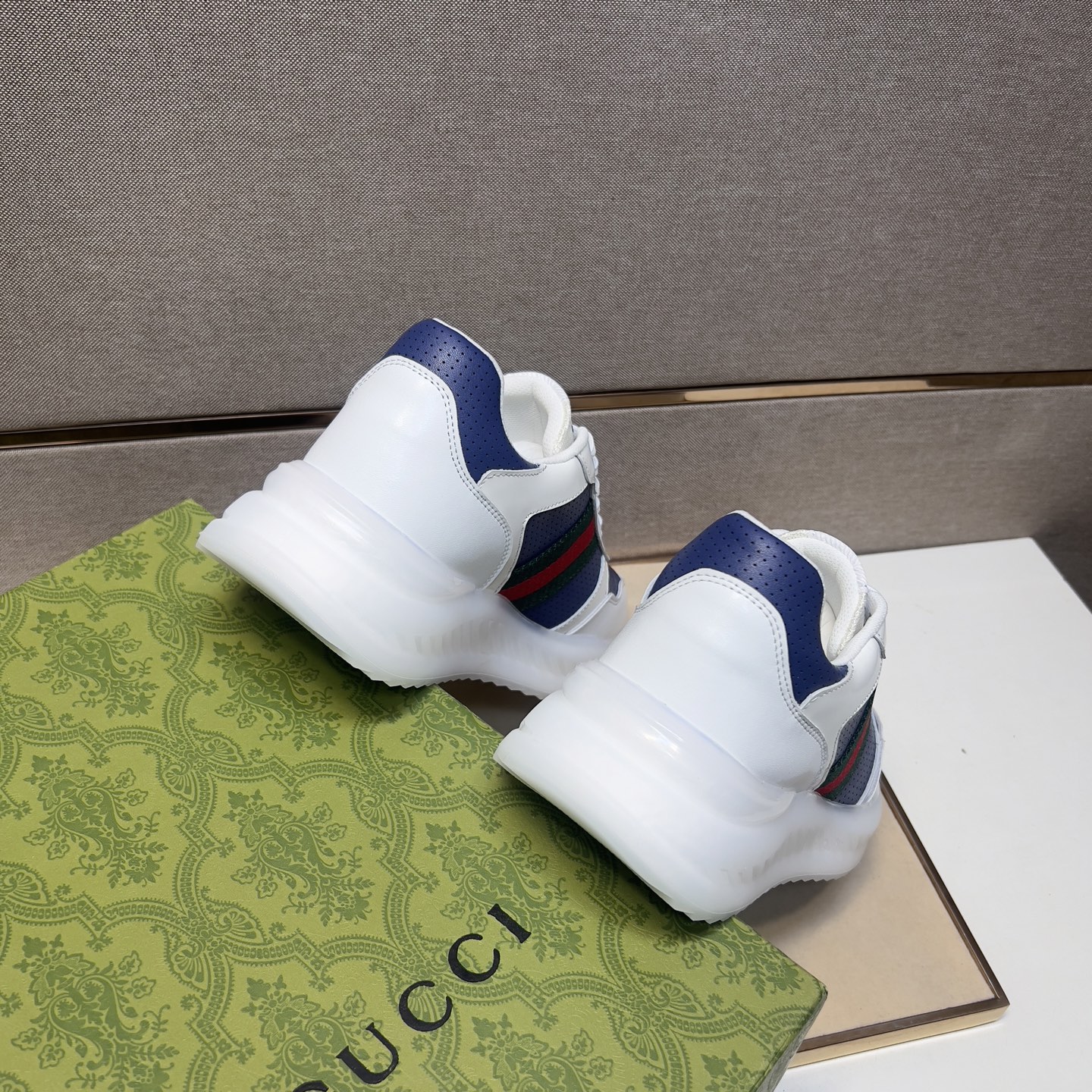 Gucci Men's Blue and White Leather Sneakers with Signature Stripe - Comfortable Fit 10 i1742833535608 4485 0 8