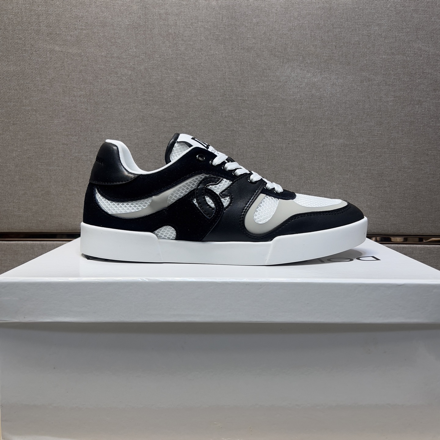 Dolce & Gabbana Men's Black & White Leather Trim Lace-Up Sneakers 4 i1742921462464 7159 0 2