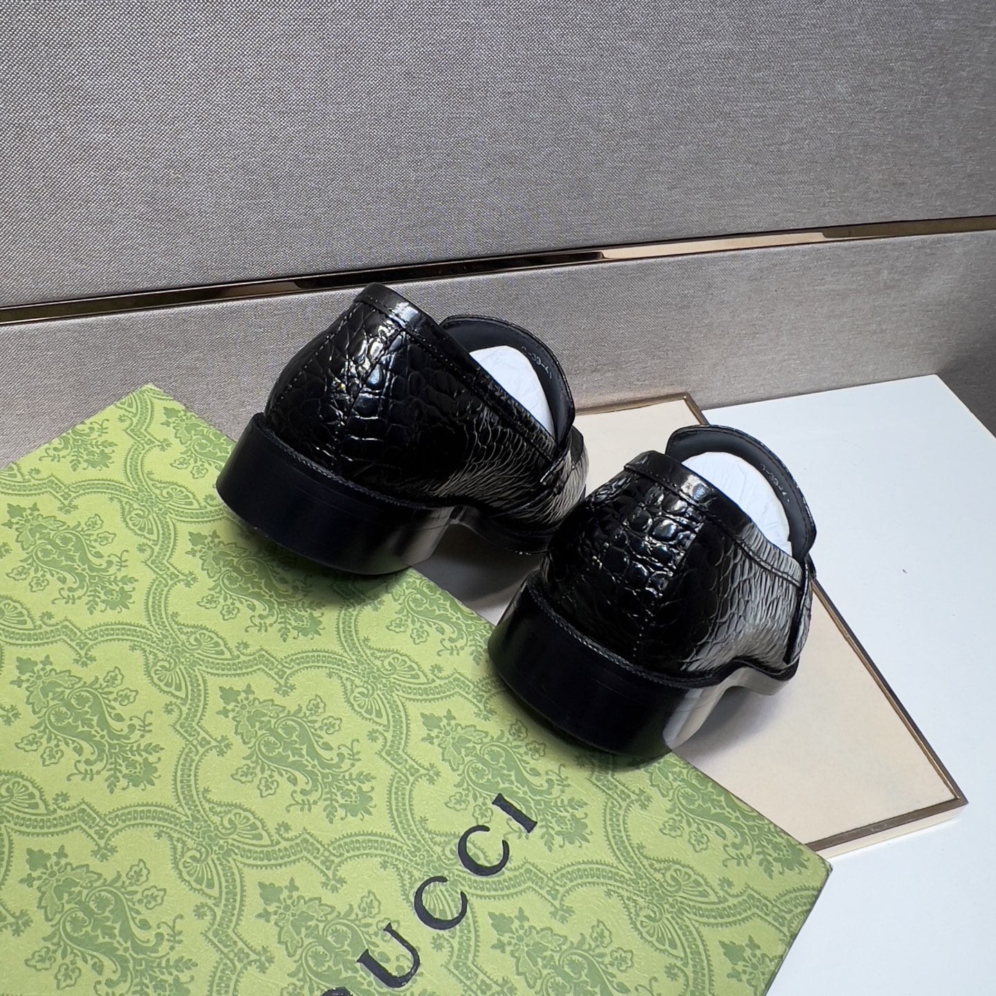 Gucci Men's Black Leather Loafers with Alligator Embossed Design, Sizes 39-44 10 i1743440631513 8925 0 8