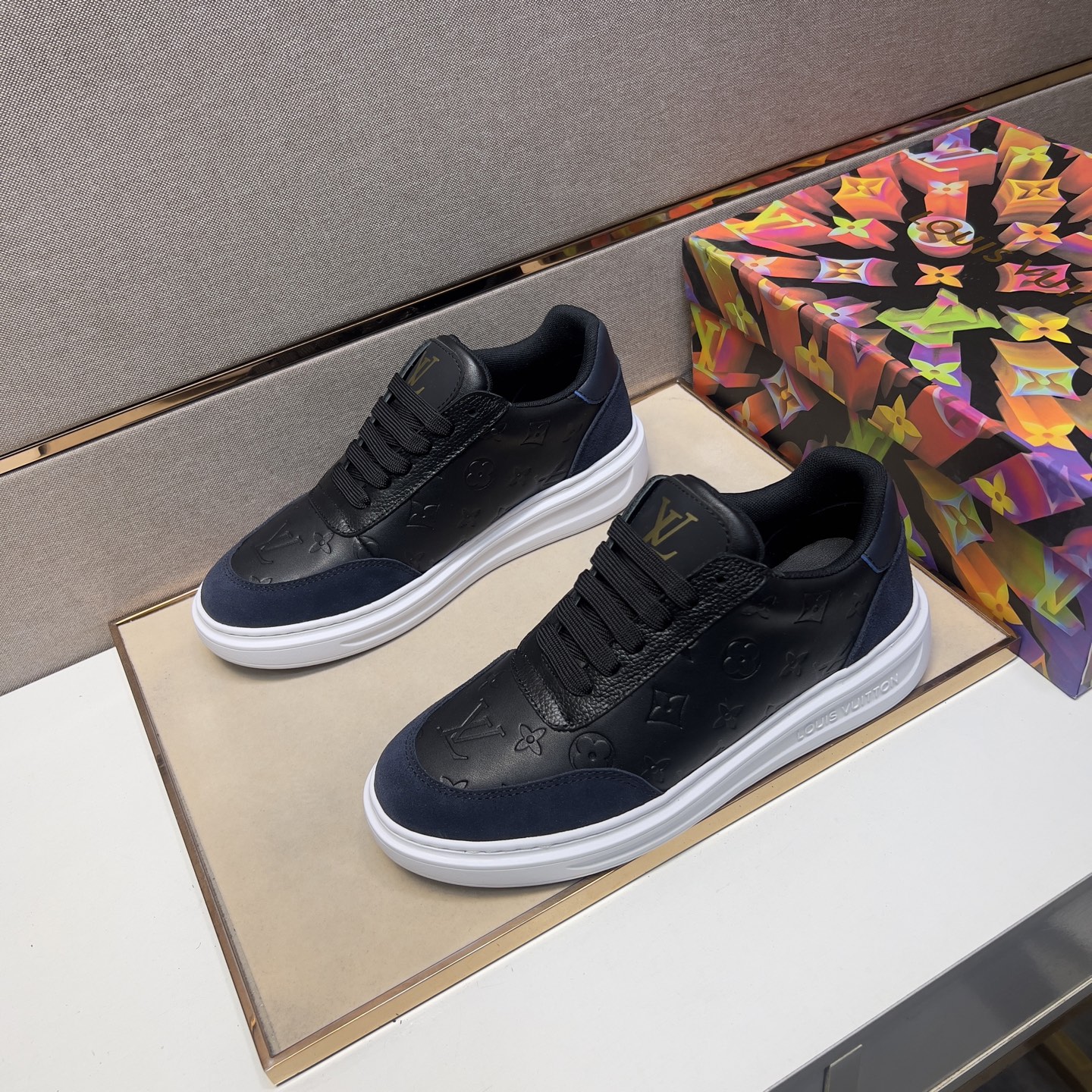 Louis Vuitton Men's Black Leather and Suede Casual Sneakers, Sizes 38-44 3 i1743526190555 2557 0 1