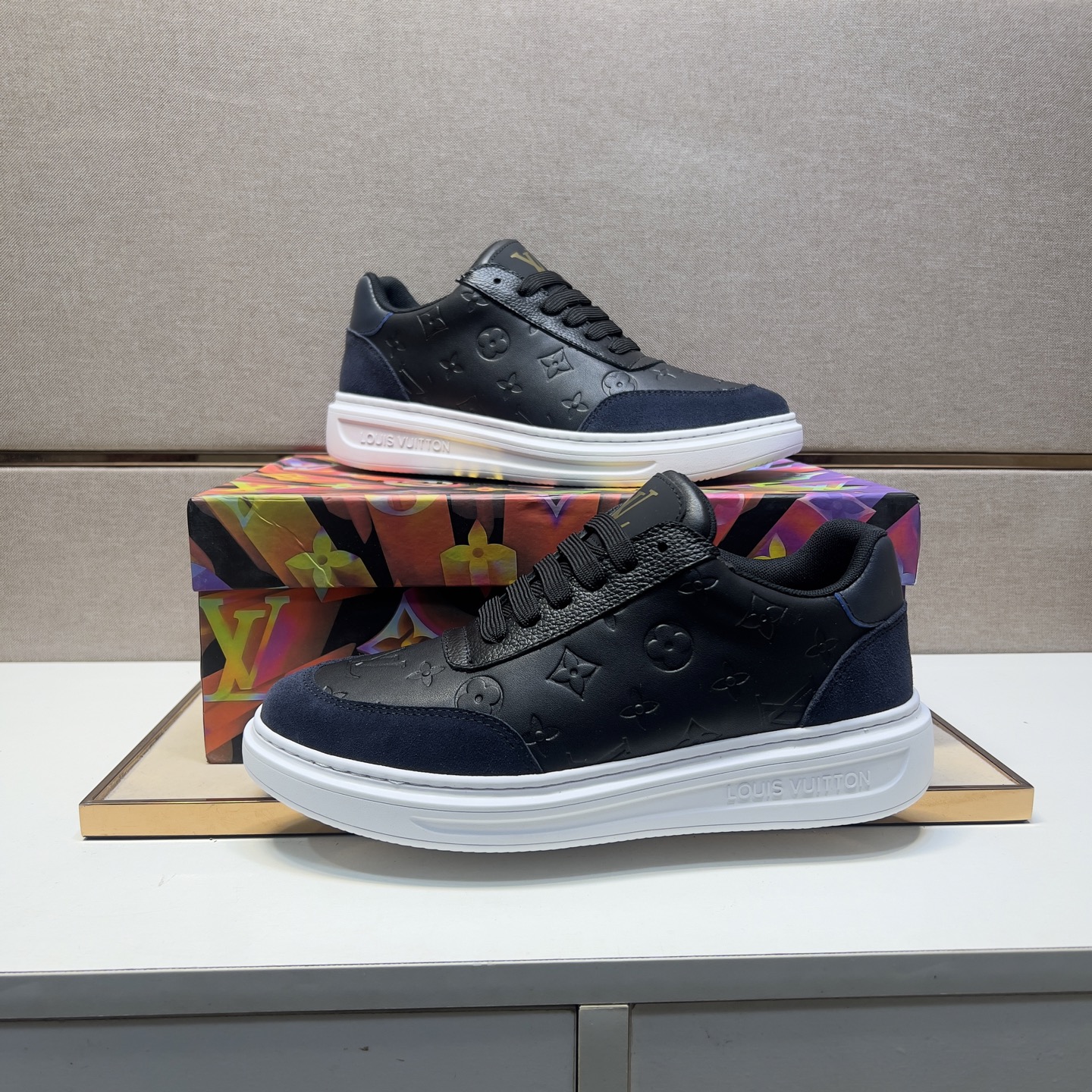 Louis Vuitton Men's Black Leather and Suede Casual Sneakers, Sizes 38-44 6 i1743526191479 6703 0 4