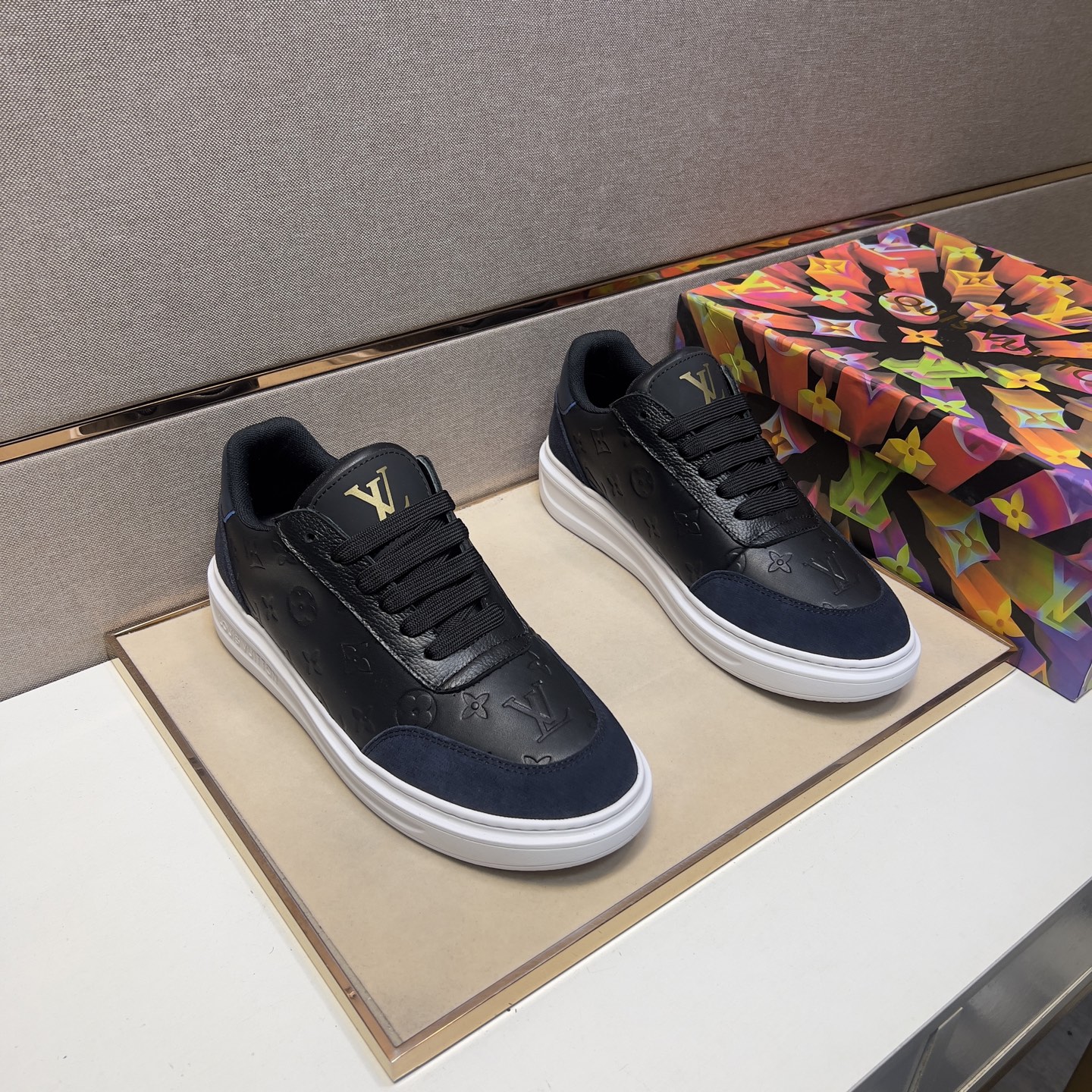 Louis Vuitton Men's Black Leather and Suede Casual Sneakers, Sizes 38-44 2 i1743526191576 1272 0 0