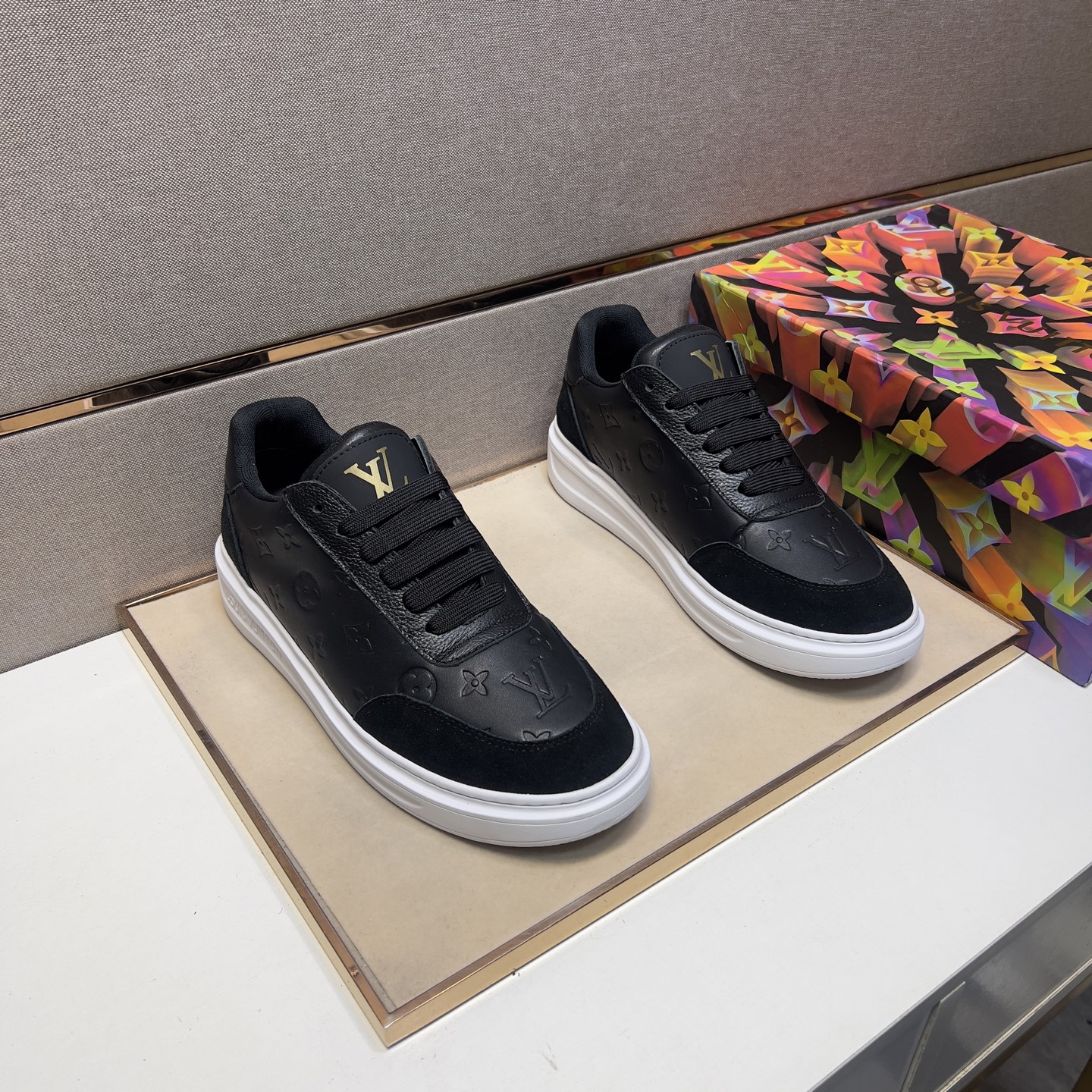 Louis Vuitton Men's Black Leather Casual Sneakers - Size 38-44 1 Louis Vuitton Men's Black Leather Casual Sneakers - Size 38-44