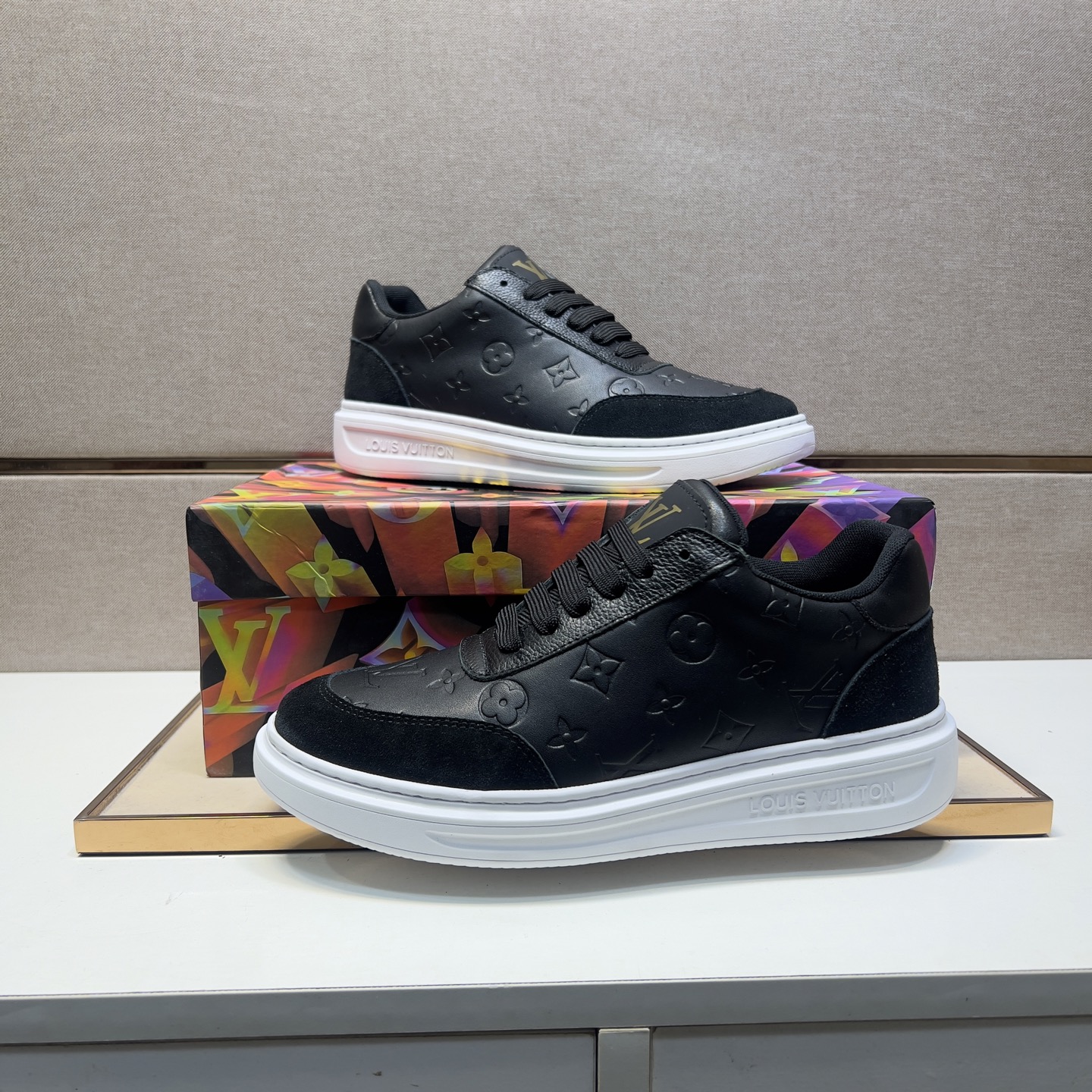 Louis Vuitton Men's Black Leather Casual Sneakers - Size 38-44 6 i1743526290324 4944 0 4