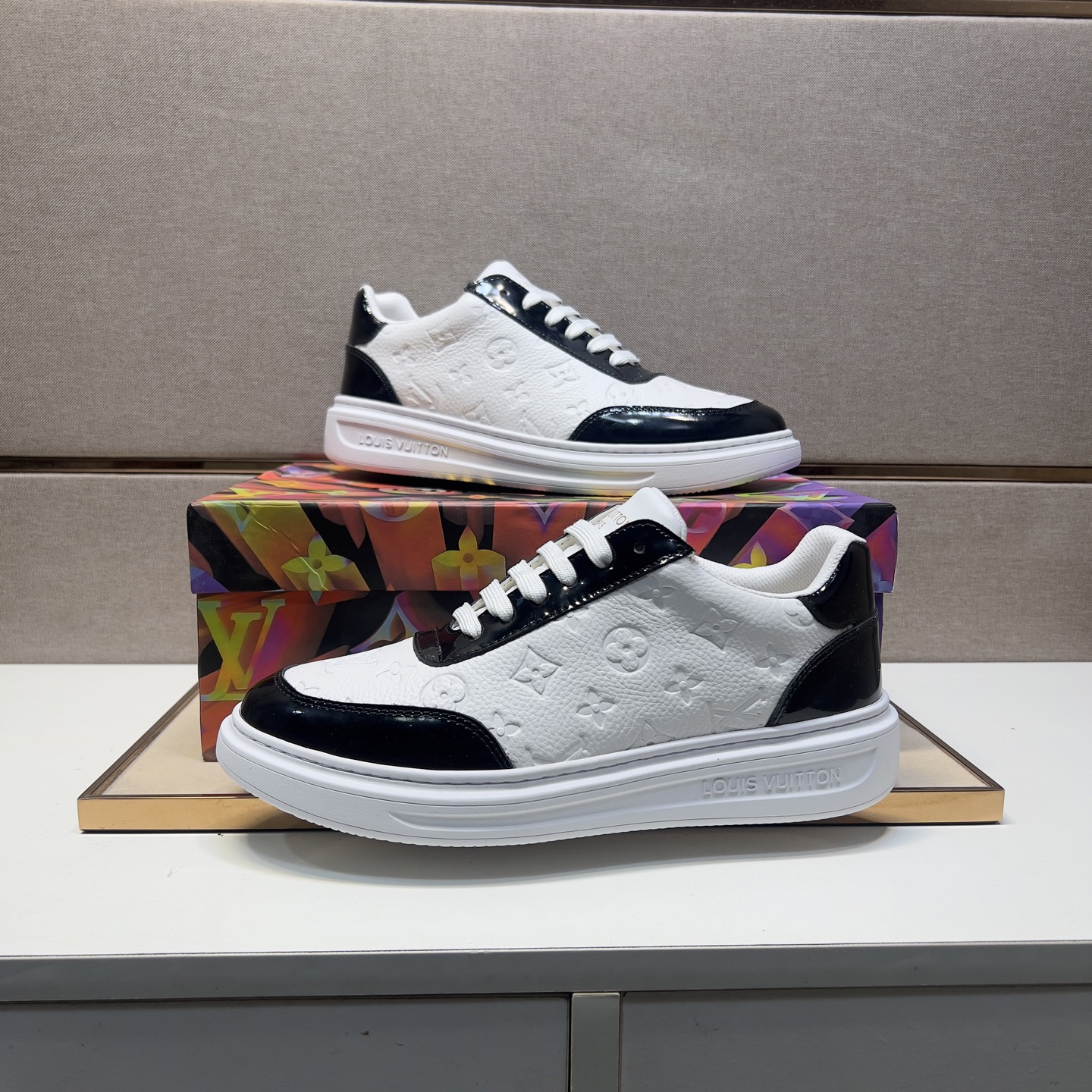 Louis Vuitton Men's White and Black Leather Sneakers, Size 38-44 6 i1743526344231 1098 0 4