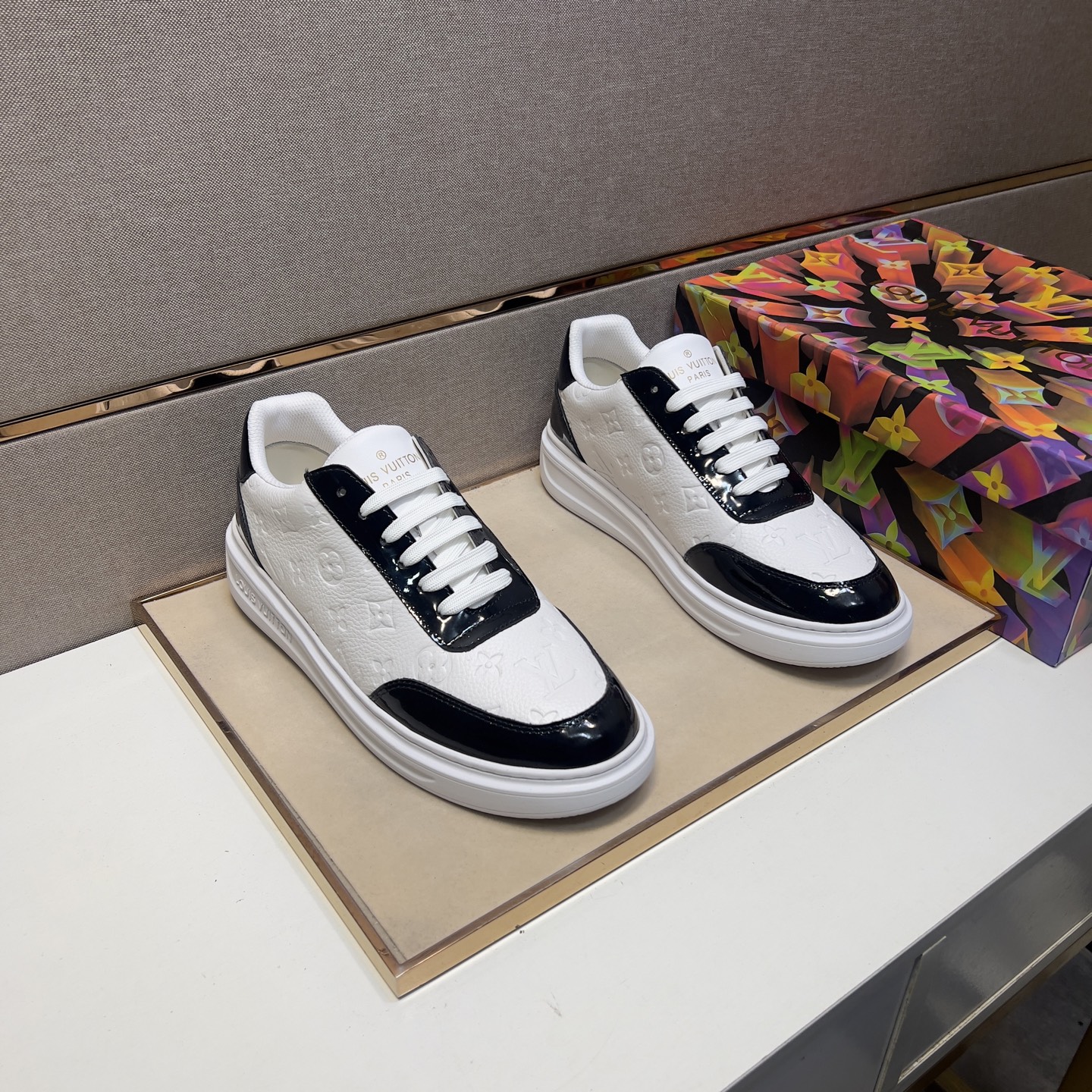 Louis Vuitton Men's White and Black Leather Sneakers, Size 38-44 2 i1743526345266 8306 0 0