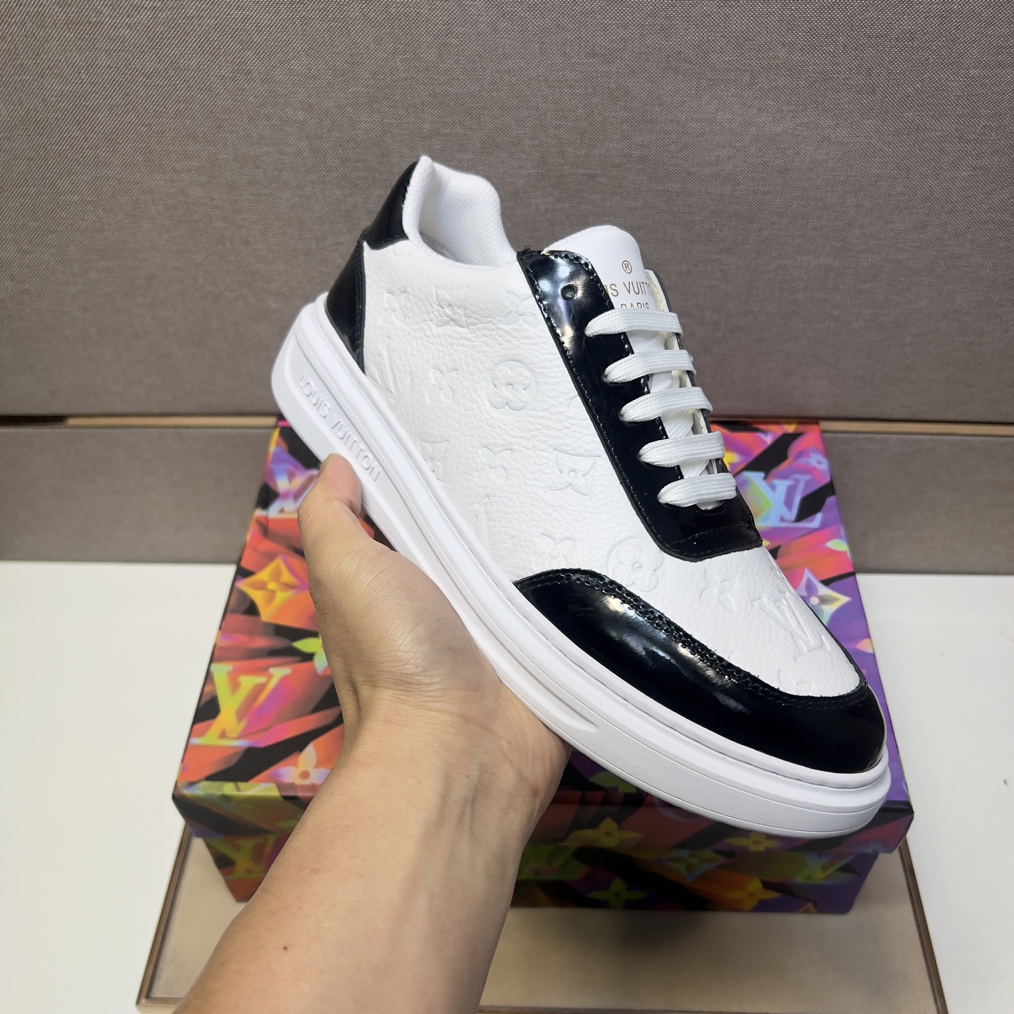 Louis Vuitton Men's White and Black Leather Sneakers, Size 38-44 7 i1743526345295 4603 0 5