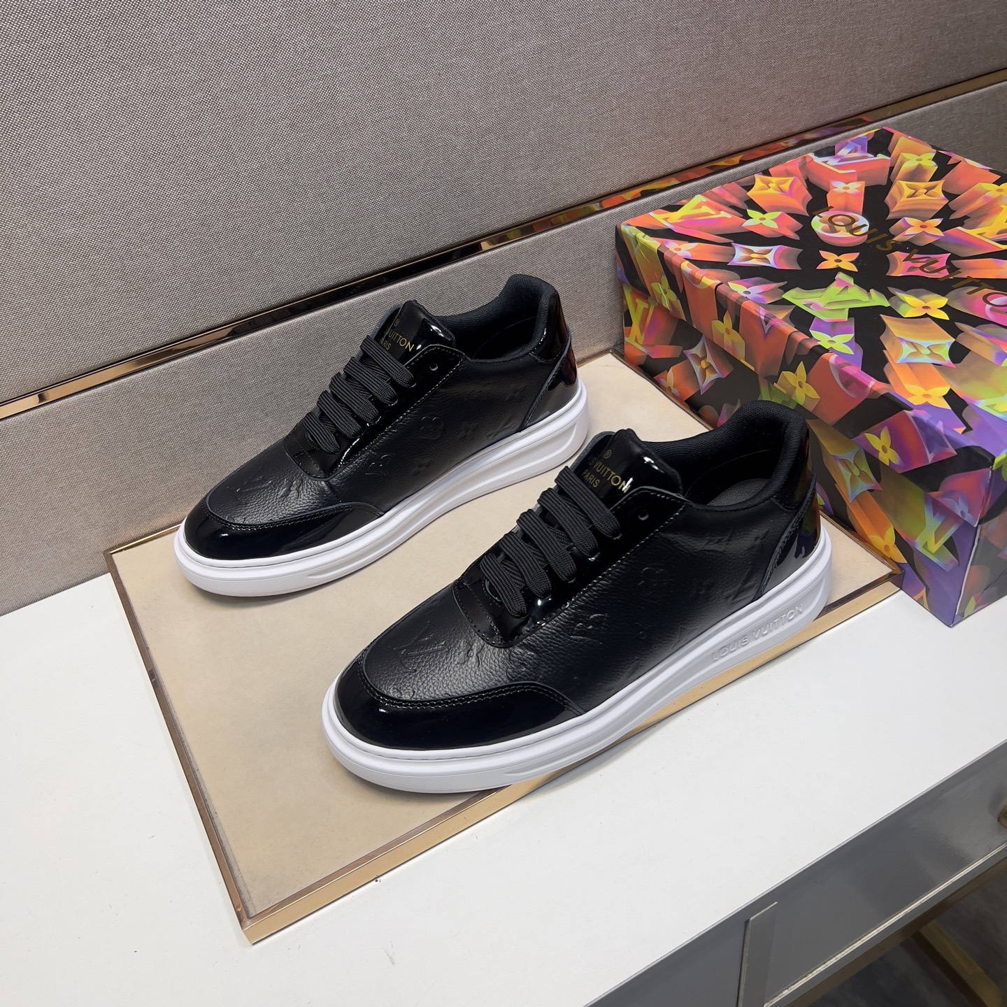 Louis Vuitton Men's Black Leather Casual Sneakers, Sizes 38-44 3 i1743526392612 7515 0 1