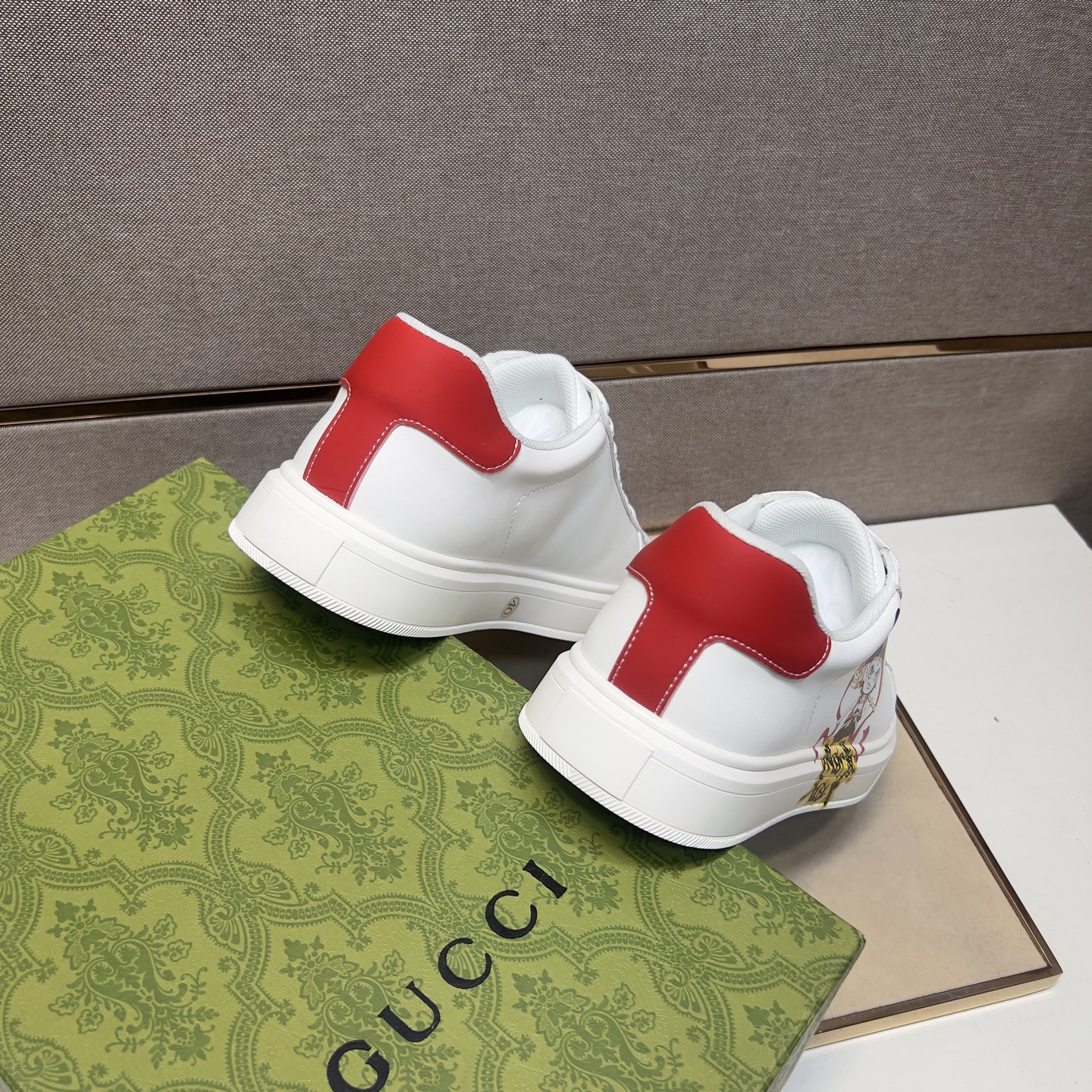Gucci Men's White Leather Ace Sneaker with Cartoon Character and Red Heel 10 i1744043881308 1135 0 8