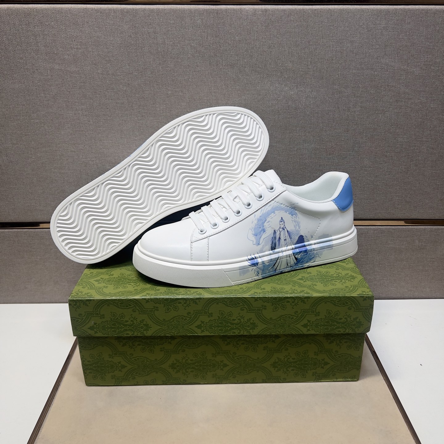 Stylish Men's White Leather Sneakers with Blue Accents, Sizes 38-44 9 i1744043901613 781 0 7