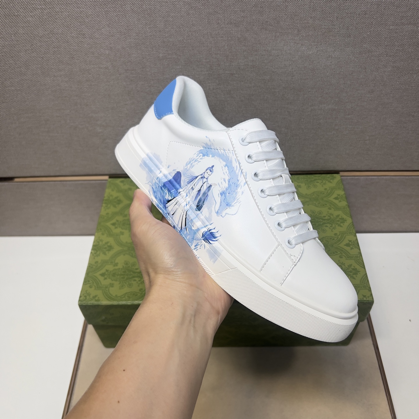 Stylish Men's White Leather Sneakers with Blue Accents, Sizes 38-44 7 i1744043901727 1112 0 5