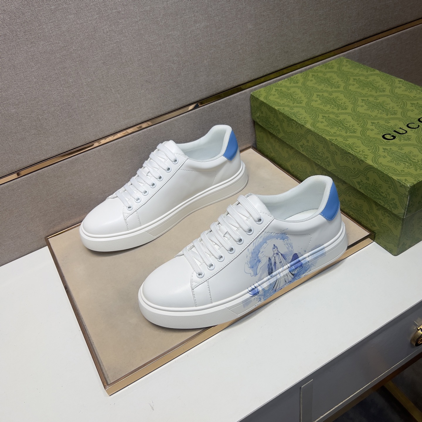 Stylish Men's White Leather Sneakers with Blue Accents, Sizes 38-44 3 i1744043902434 6747 0 1