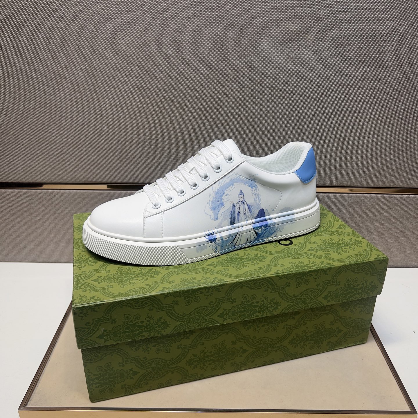 Stylish Men's White Leather Sneakers with Blue Accents, Sizes 38-44 5 i1744043902499 6694 0 3