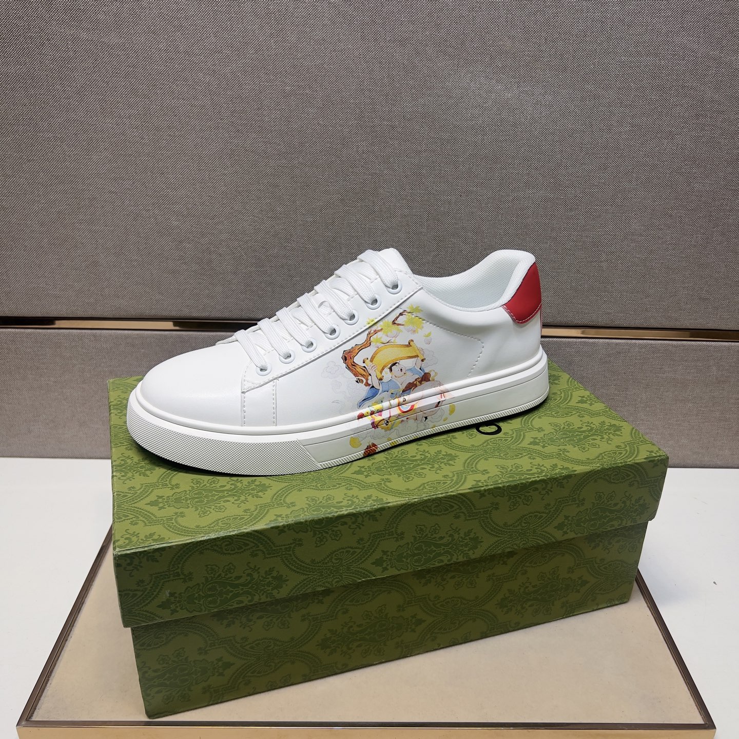 Gucci Men's Ace Sneaker with Cartoon Print, Classic White Leather Shoes 5 i1744043924870 7054 0 3