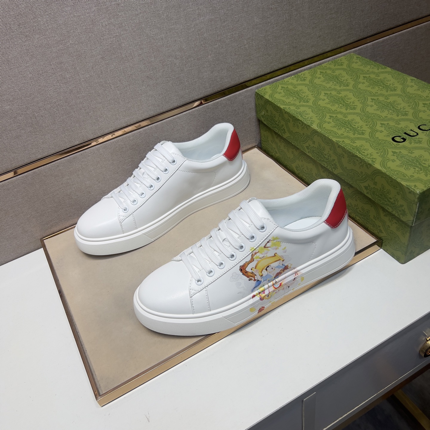 Gucci Men's Ace Sneaker with Cartoon Print, Classic White Leather Shoes 3 i1744043925920 6390 0 1