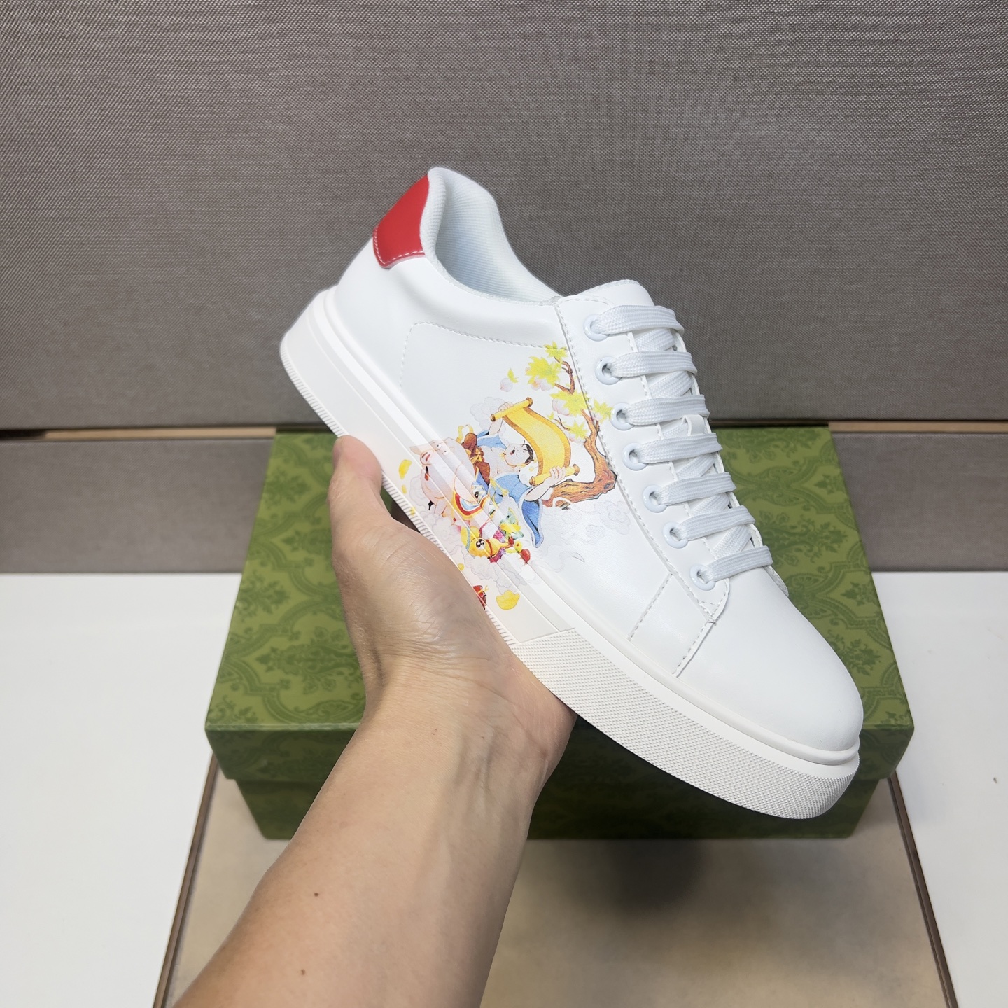 Gucci Men's Ace Sneaker with Cartoon Print, Classic White Leather Shoes 7 i1744043925941 6869 0 5