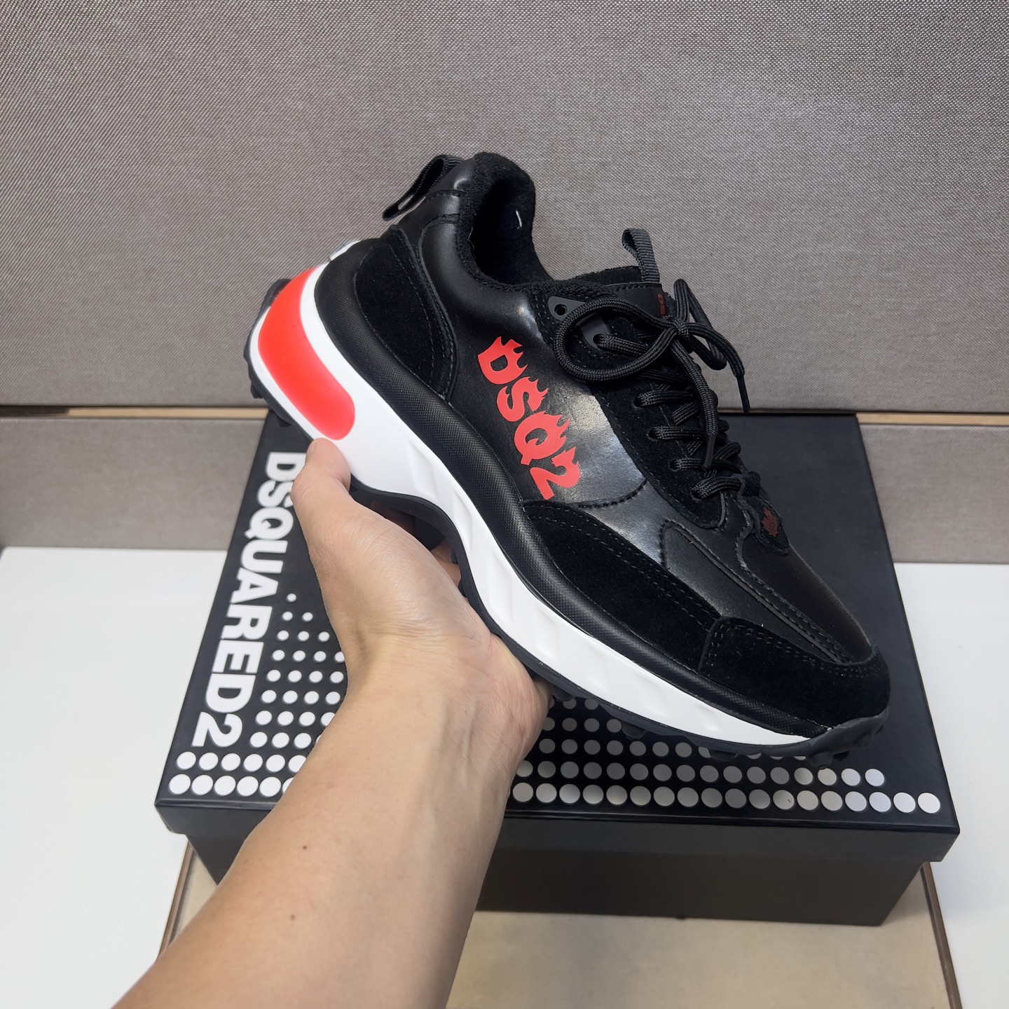 Dsquared2 Men's Black Leather & Suede Lace-Up Fashion Sneakers 7 i1745253862814 7651 0 5