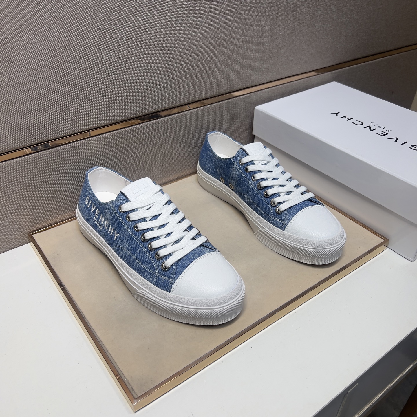 Givenchy Men's Casual Denim Sneakers With Leather Lining-Comfortable 1 Givenchy Men's Casual Denim Sneakers With Leather Lining-Comfortable