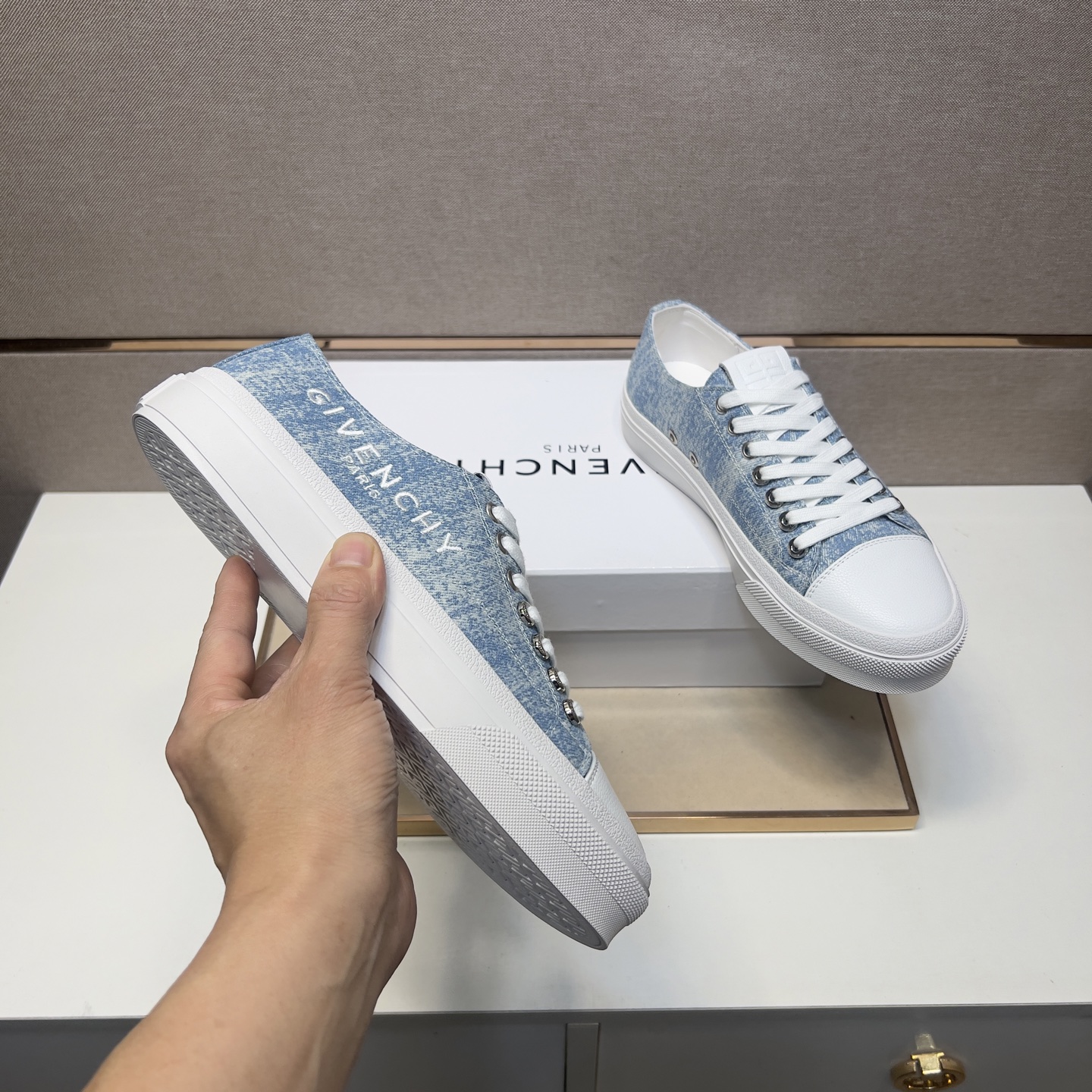 Givenchy Men's Casual Sneakers in Blue Denim and Leather, Sizes 38-44 8 i1745340754801 9277 0 6