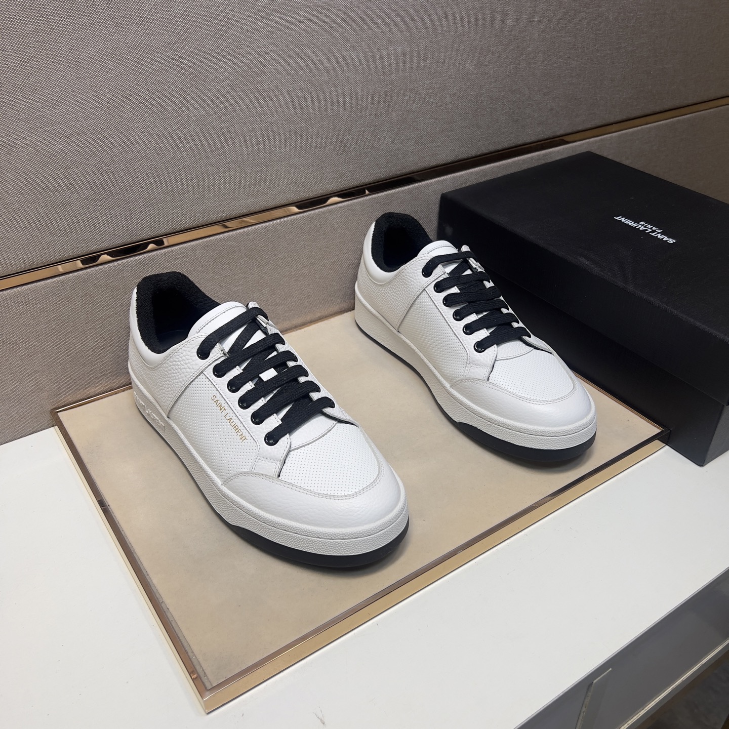 Saint Laurent Men's White Leather Court Classic SL/06 Sneakers, Sizes 38-44 1 Saint Laurent Men's White Leather Court Classic SL/06 Sneakers, Sizes 38-44