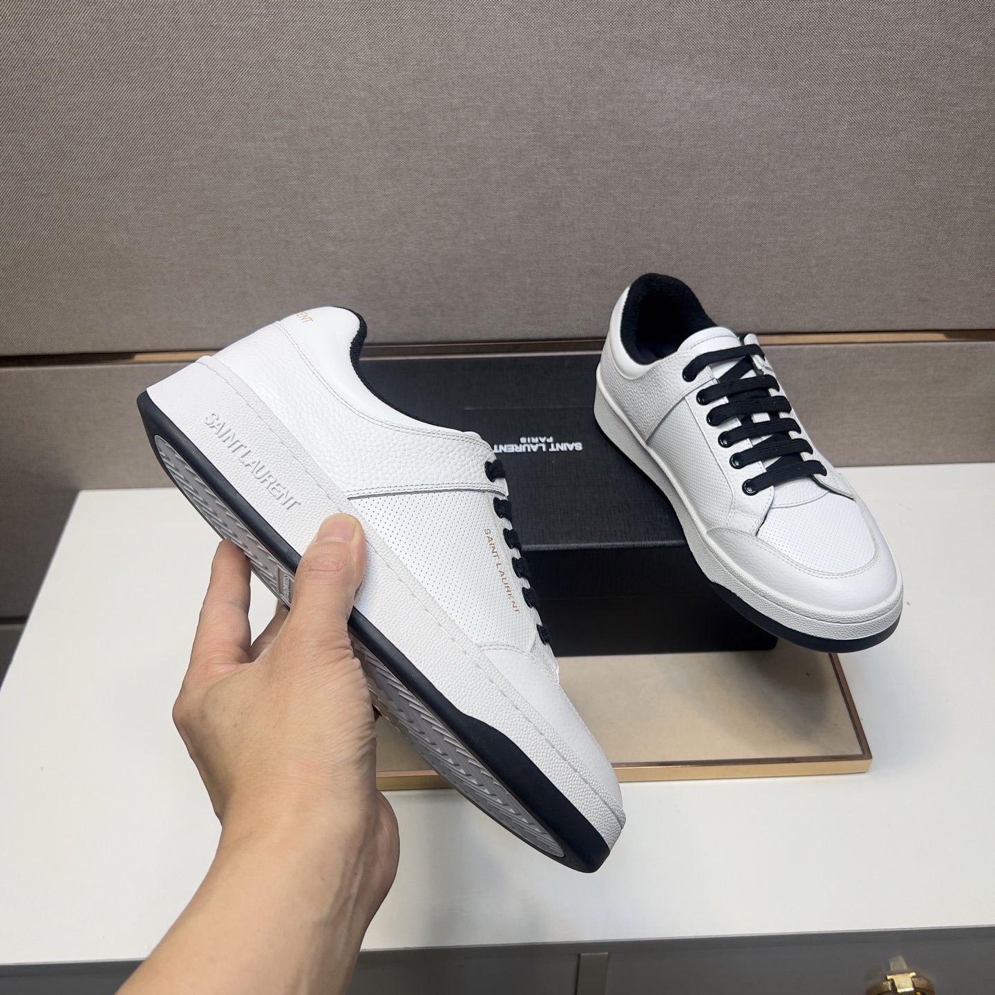 Saint Laurent Men's White Leather Court Classic SL/06 Sneakers, Sizes 38-44 8 i1745600877998 5756 0 6