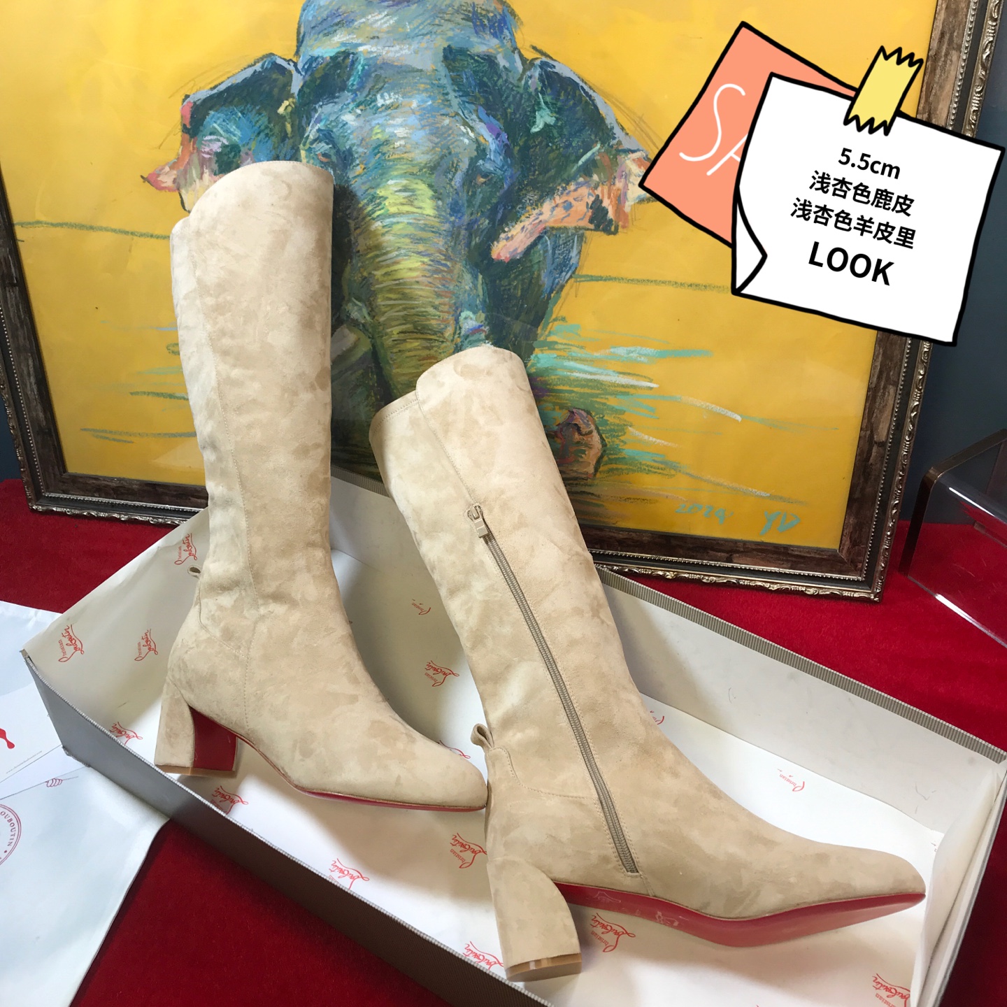 NO:604747,High-end customized autumn and winter boots series!  H5.5Cm, size 35-42. Genuine leather outsole,, X4021-4. Apricot deerskin. Apricot stretch leather. Standard European code Reference:  Louboutin,boots,Leather soles19860909高端订制 秋冬靴系列！ H5.5Cm,尺码35-42码.真皮大底,,X4021－4.杏色鹿皮.杏色弹力皮. 标准欧码 Reference:X4021－4 Color:nude/nude Material:cowhide Lining:sheep leather Heel heigh:8.5Cm Sole:leather sole Size:EUR 35－42（US 4一11) :,,christian louboutin,boots,Leather soles,Women's Shoes