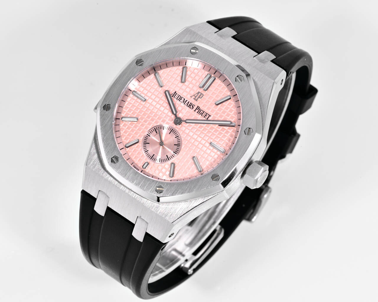 Audemars Piguet Royal Oak Offshore stainless steel case and bezel pink dial black rubber strap 37mm Women s Automatic | BUY WATCHES USA luxury watches