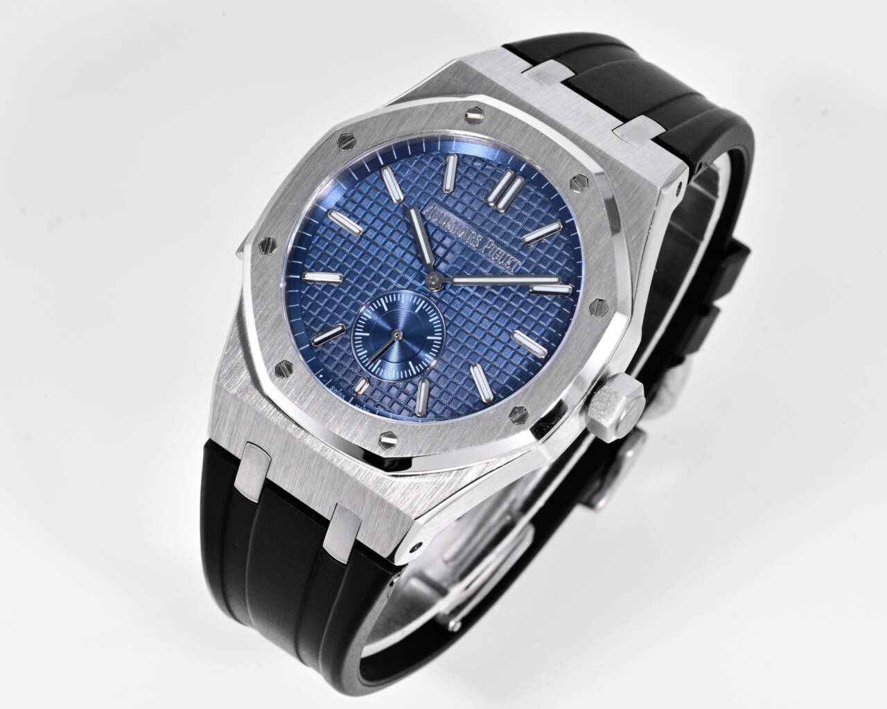 Audemars Piguet Royal Oak Selfwinding 26591IP silver titanium case and bezel blue dial black rubber strap 37mm Women s Automatic | BUY WATCHES USA luxury watches