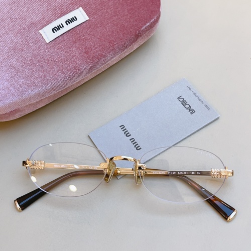 Miu Miu SMU A54 Gold-Framed Sunglasses with Oval Lenses - Size 51-20-140 1 Miu Miu SMU A54 Gold-Framed Sunglasses with Oval Lenses - Size 51-20-140