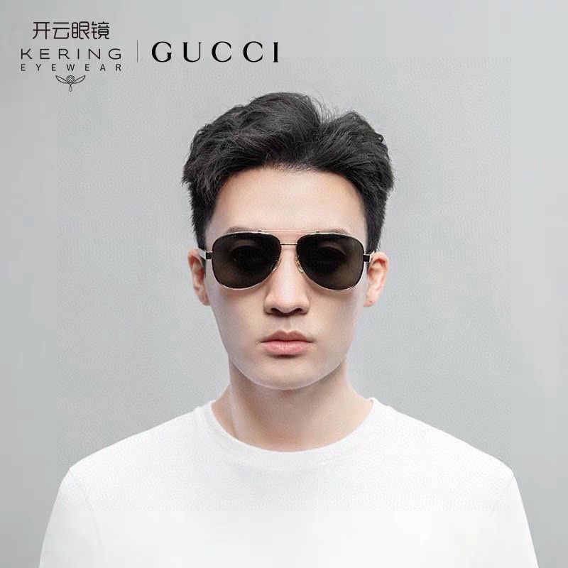 ， 齐色到了 高品质【GUCC*】古*驰 GG0528S 超经典蛤蟆款 高品质 新款金属墨镜 蛤蟆镜男女