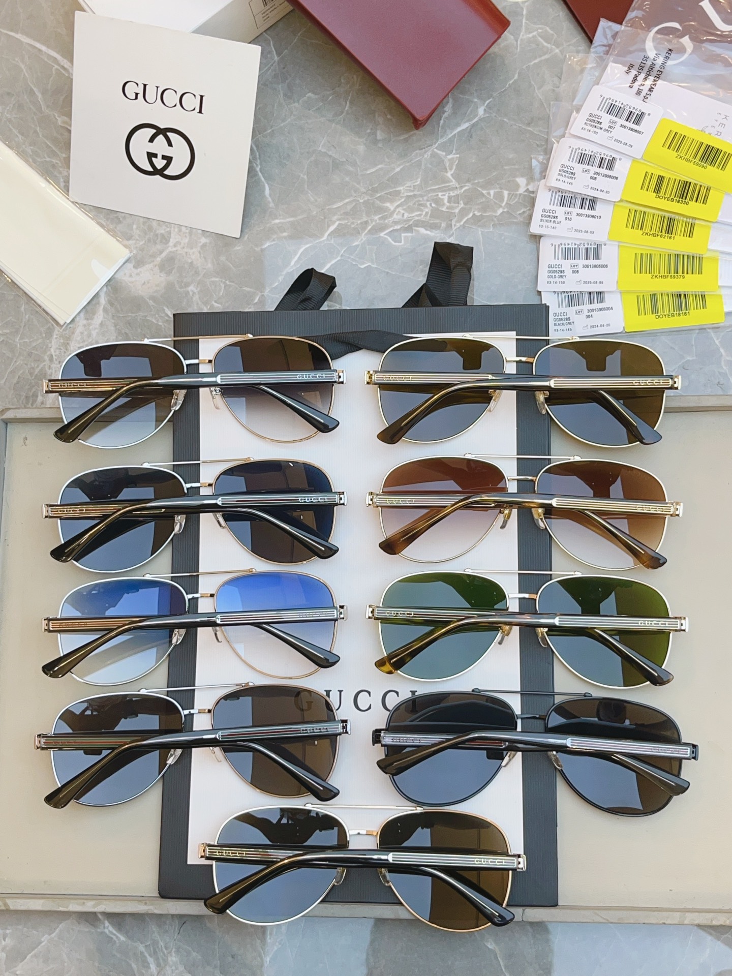， 齐色到了 高品质【GUCC*】古*驰 GG0528S 超经典蛤蟆款 高品质 新款金属墨镜 蛤蟆镜男女