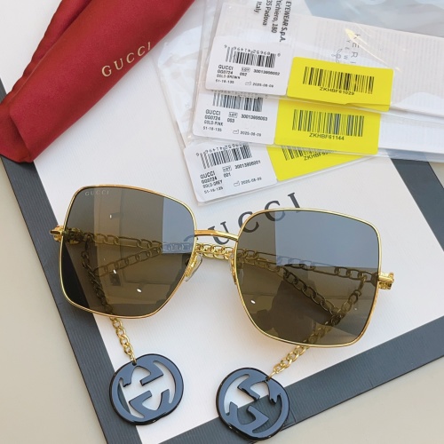 Gucci Gold-Tone Metal Sunglasses with Interlocking G Charm 1 Gucci Gold-Tone Metal Sunglasses with Interlocking G Charm