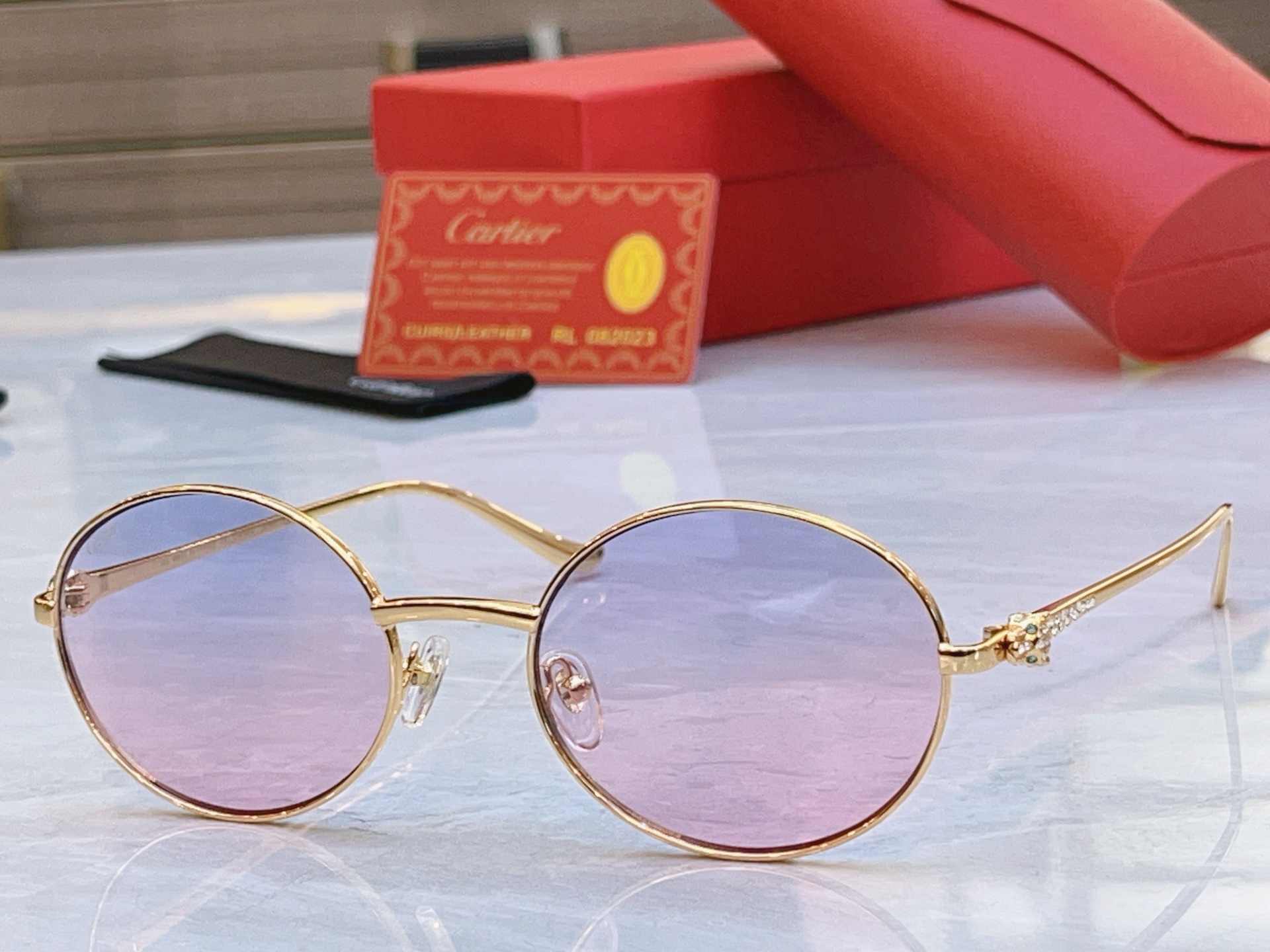 变色，【CARTIE*】卡地*亚新款太阳镜，Mod:CT01587O，Size:55口20-143