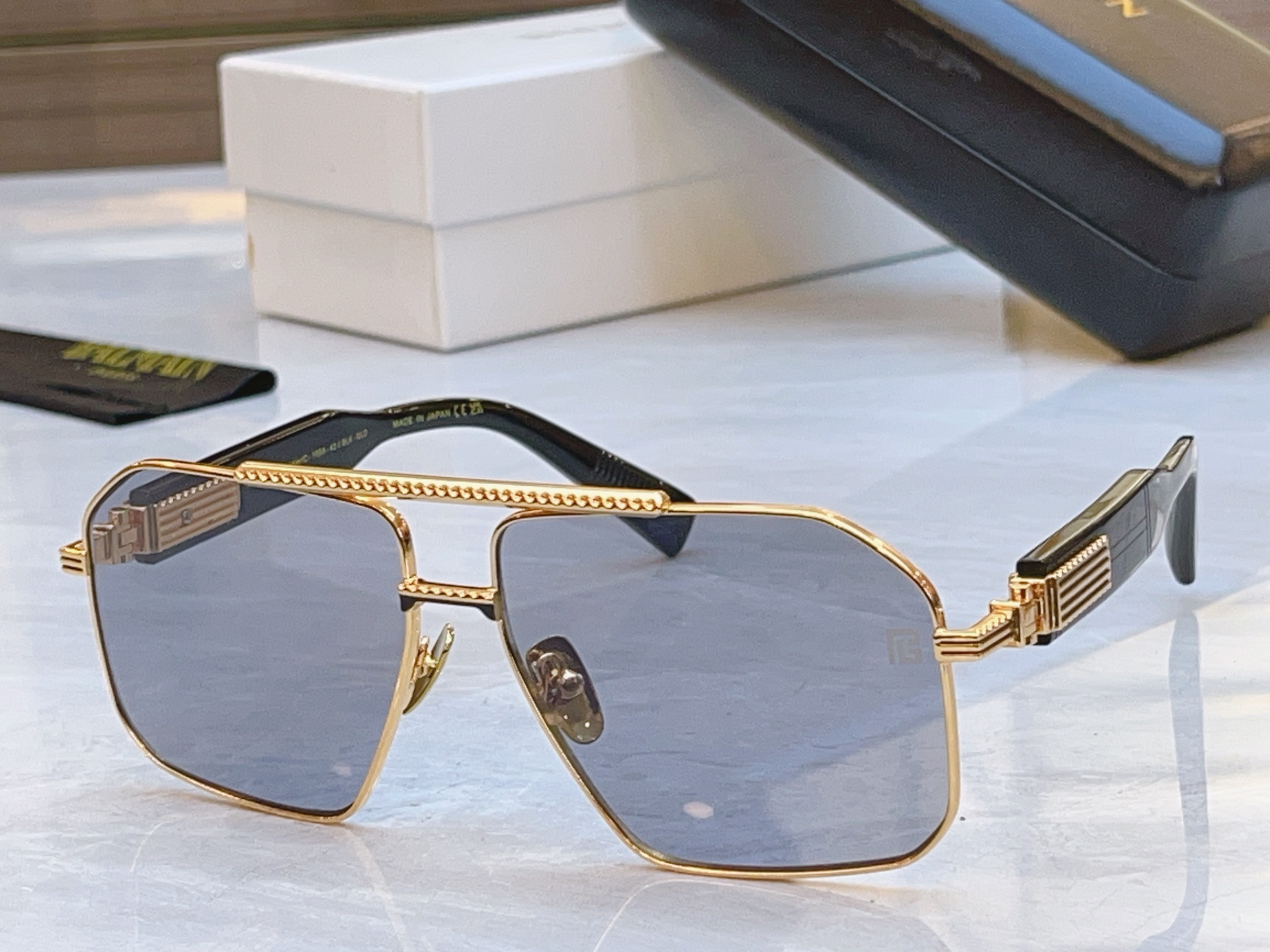 ，【Balmai*】巴尔*曼新款太阳镜，Soldier/C-159A-42//BLK-GLD，size: