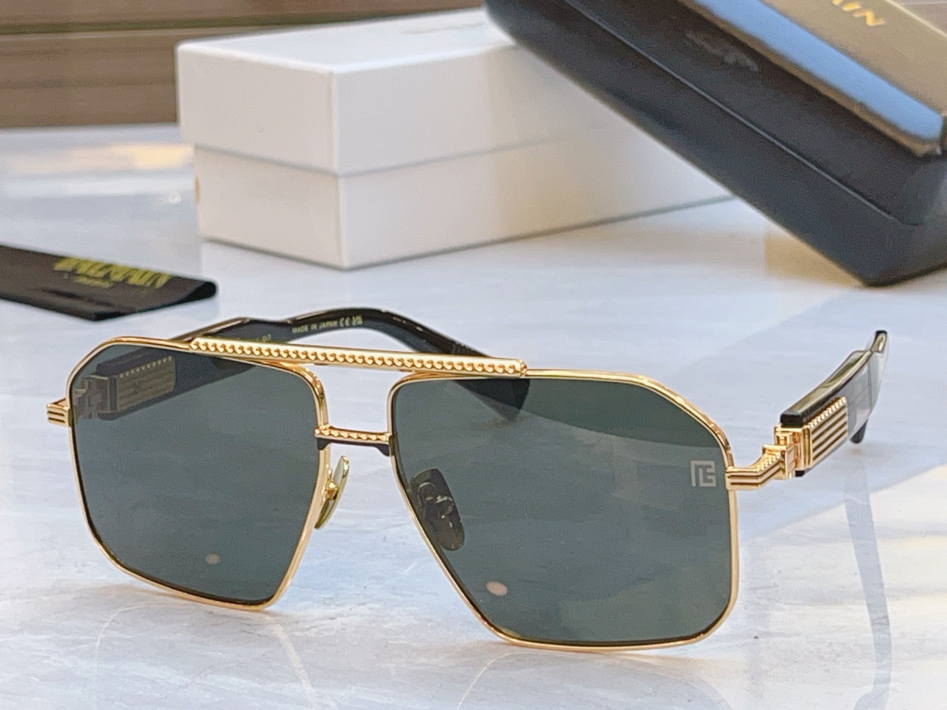 ，【Balmai*】巴尔*曼新款太阳镜，Soldier/C-159A-42//BLK-GLD，size: