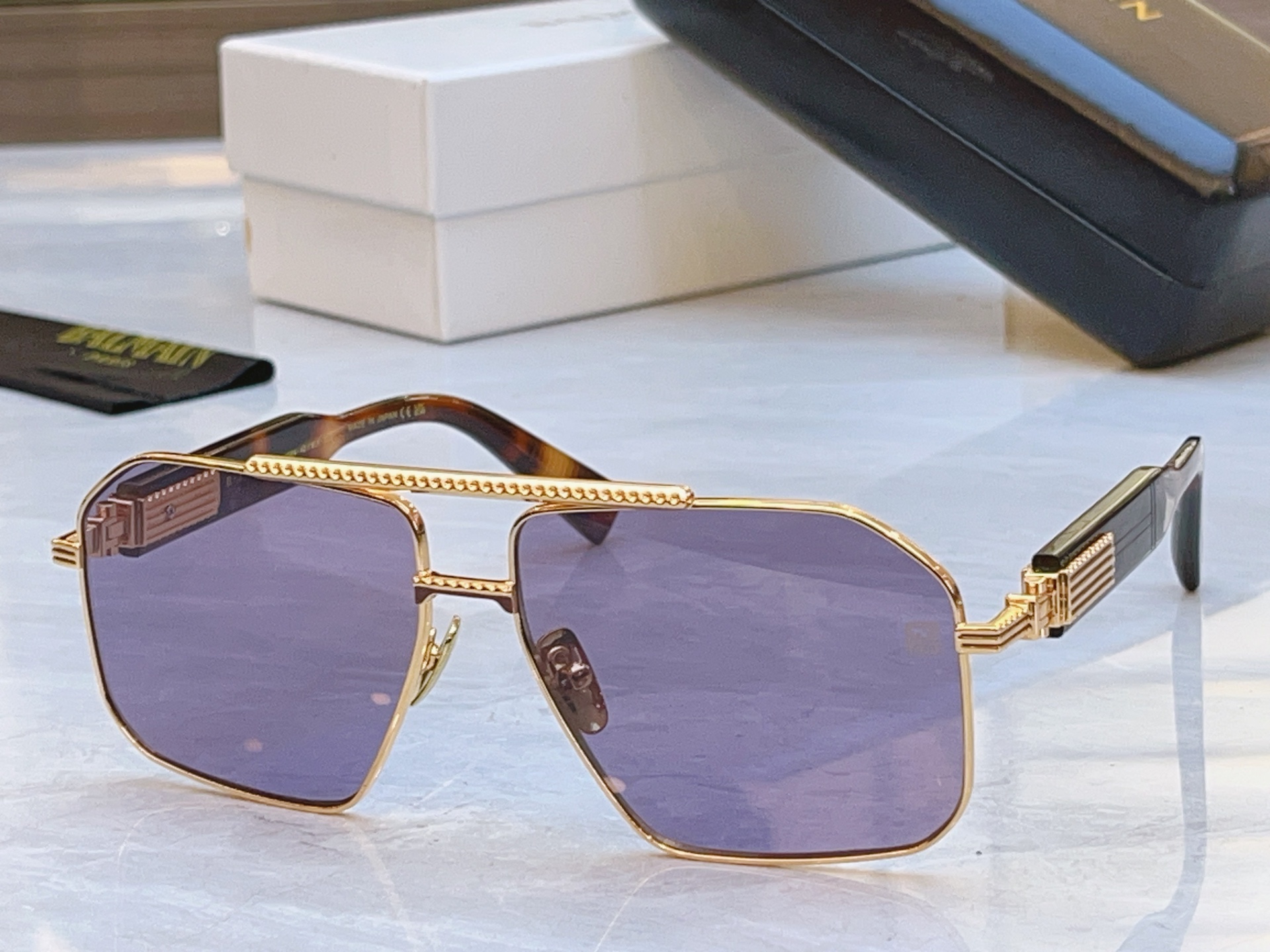 ，【Balmai*】巴尔*曼新款太阳镜，Soldier/C-159A-42//BLK-GLD，size: