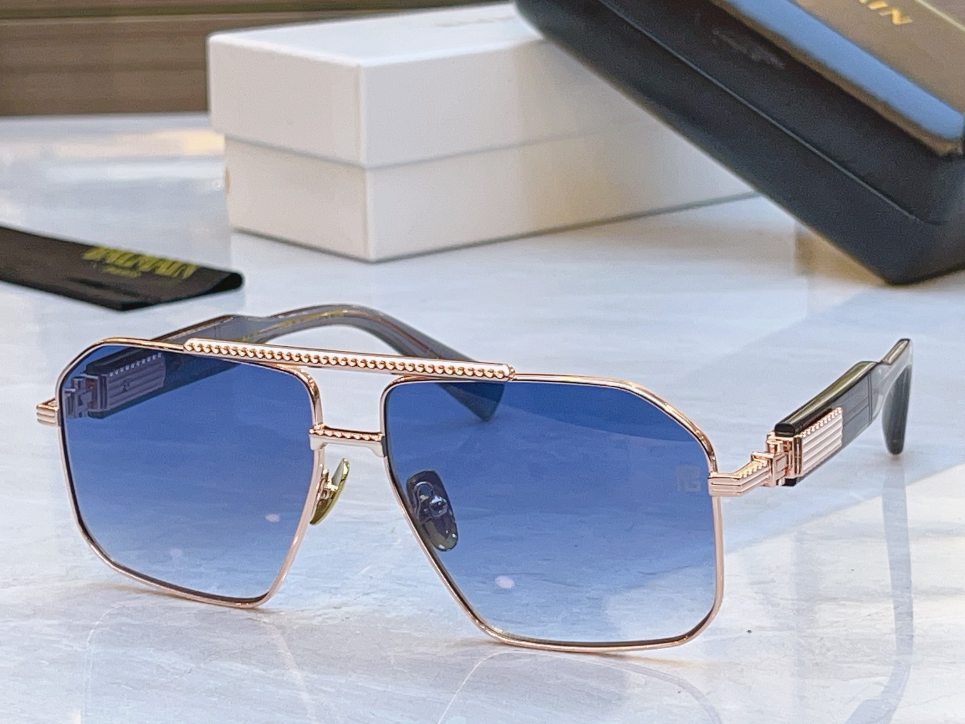 ，【Balmai*】巴尔*曼新款太阳镜，Soldier/C-159A-42//BLK-GLD，size: