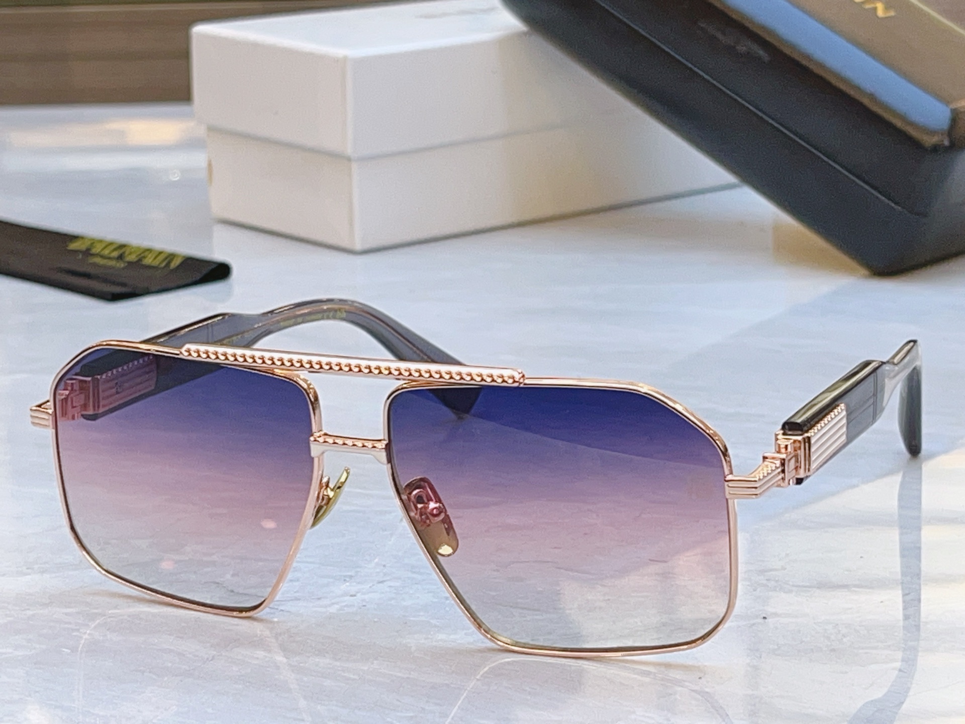 ，【Balmai*】巴尔*曼新款太阳镜，Soldier/C-159A-42//BLK-GLD，size: