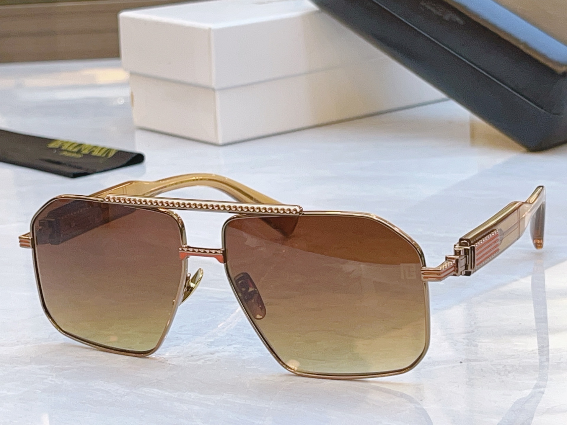 ，【Balmai*】巴尔*曼新款太阳镜，Soldier/C-159A-42//BLK-GLD，size: