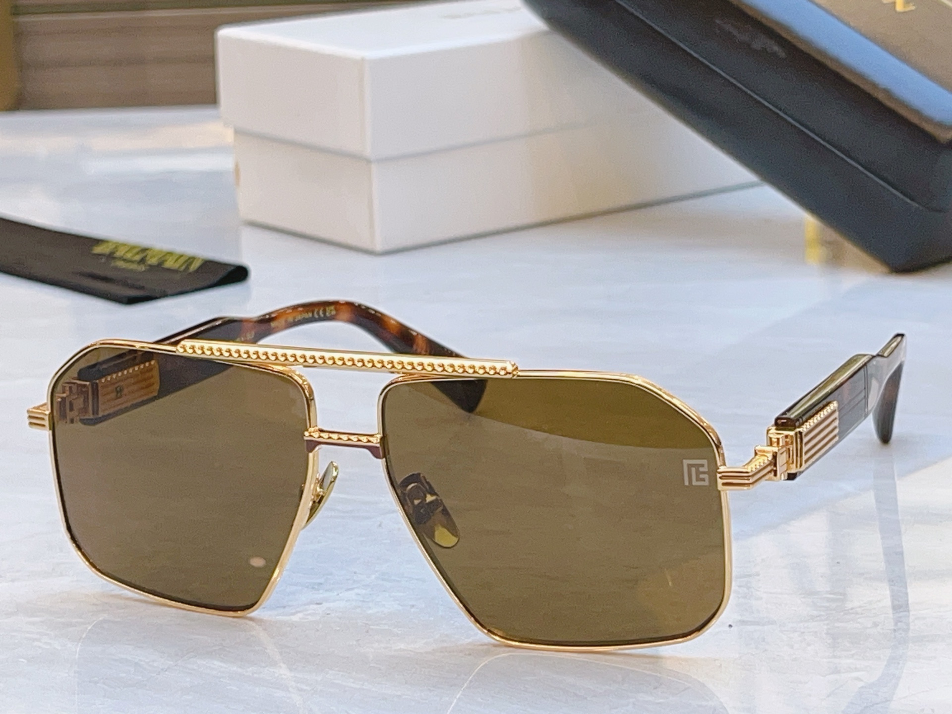 ，【Balmai*】巴尔*曼新款太阳镜，Soldier/C-159A-42//BLK-GLD，size: