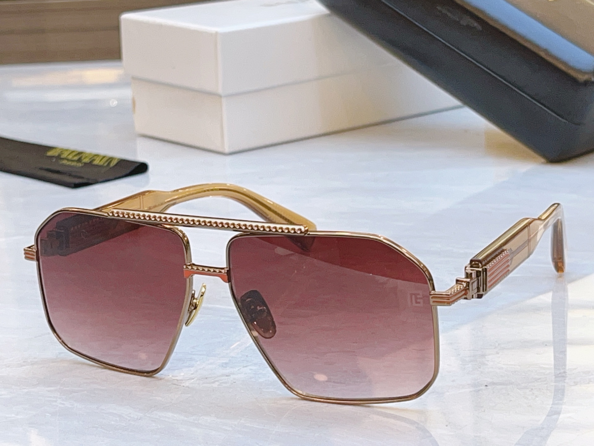 ，【Balmai*】巴尔*曼新款太阳镜，Soldier/C-159A-42//BLK-GLD，size: