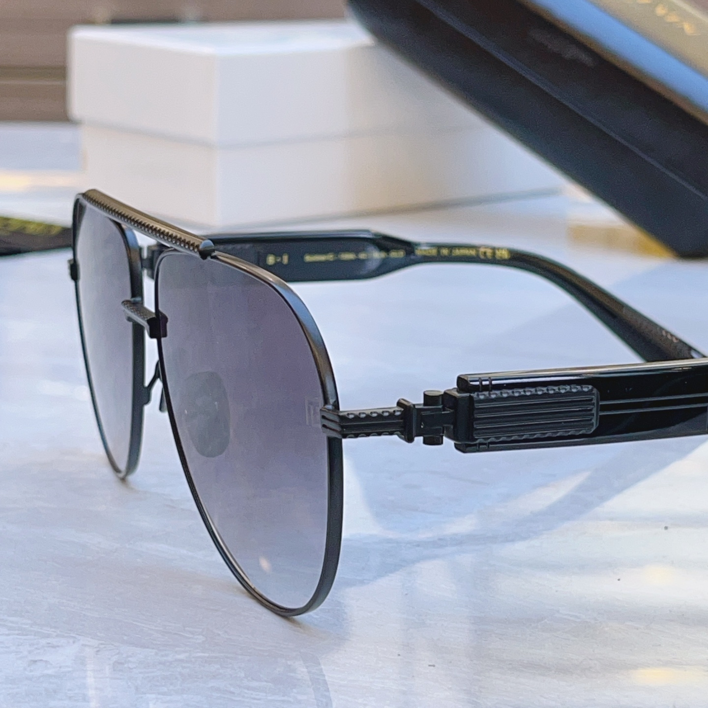 ，【Balmai*】巴尔*曼新款太阳镜，Soldier/C-159A-42//BLK-GLD，size: