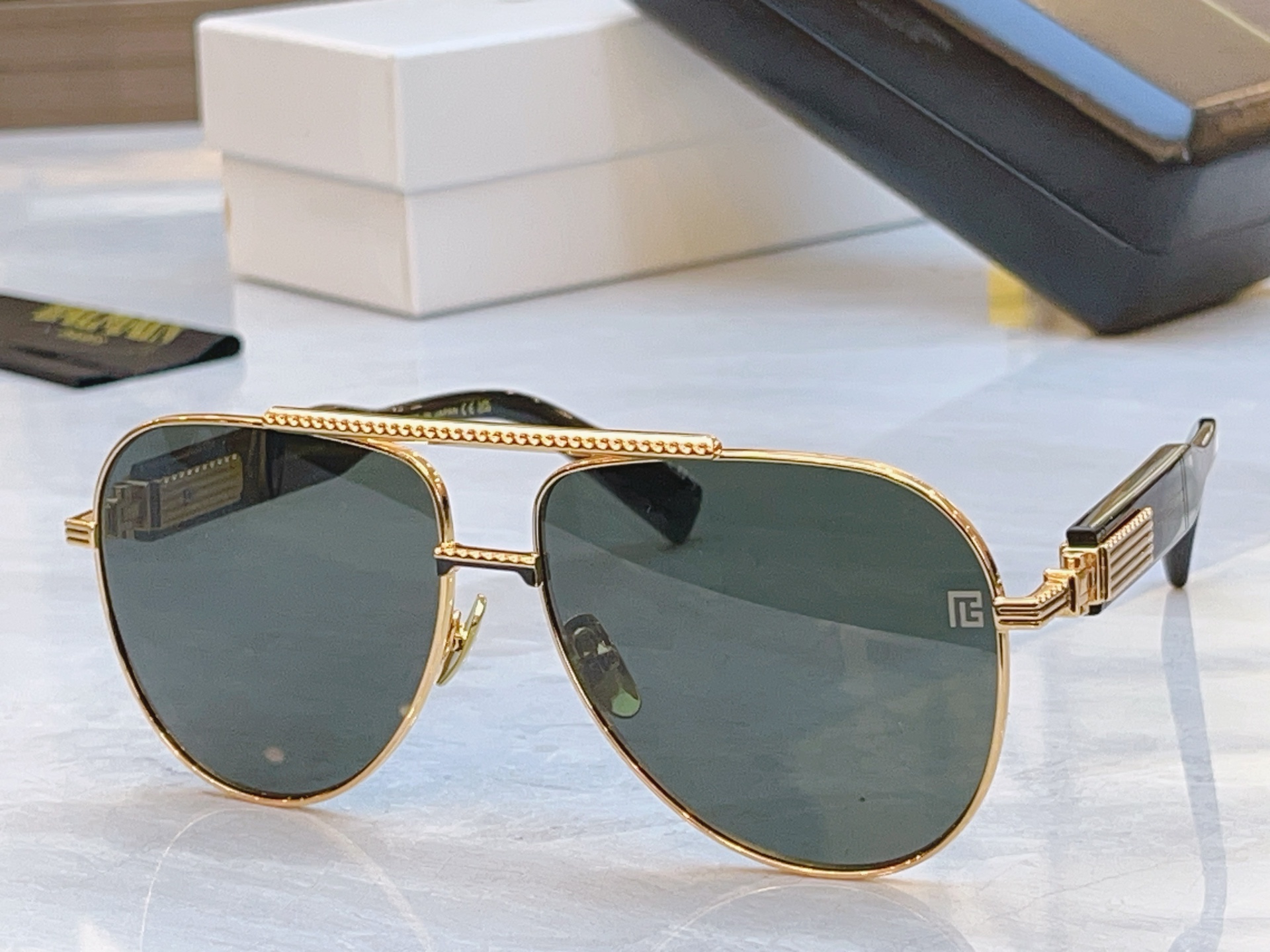 ，【Balmai*】巴尔*曼新款太阳镜，Soldier/C-159A-42//BLK-GLD，size: