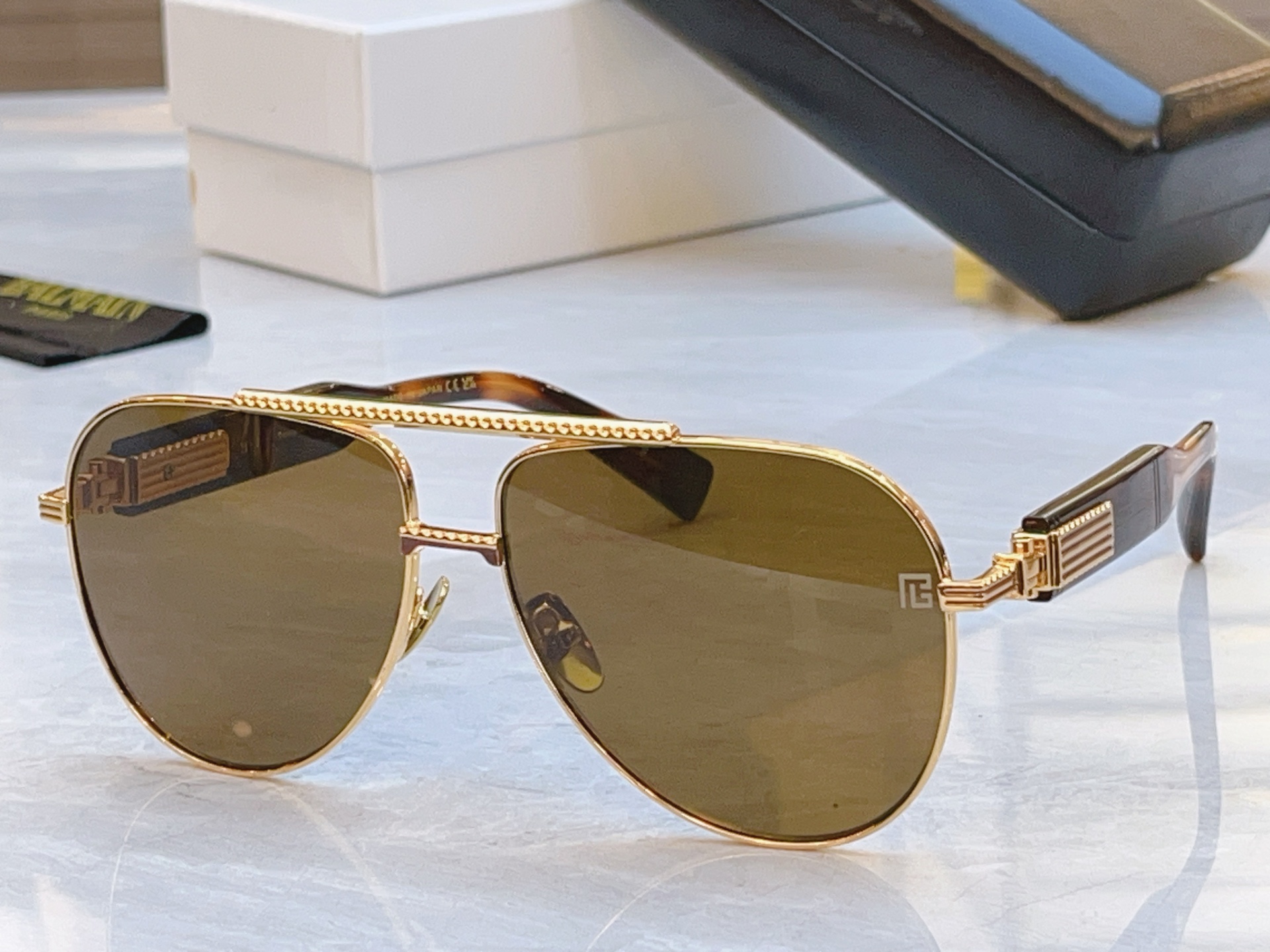 ，【Balmai*】巴尔*曼新款太阳镜，Soldier/C-159A-42//BLK-GLD，size: