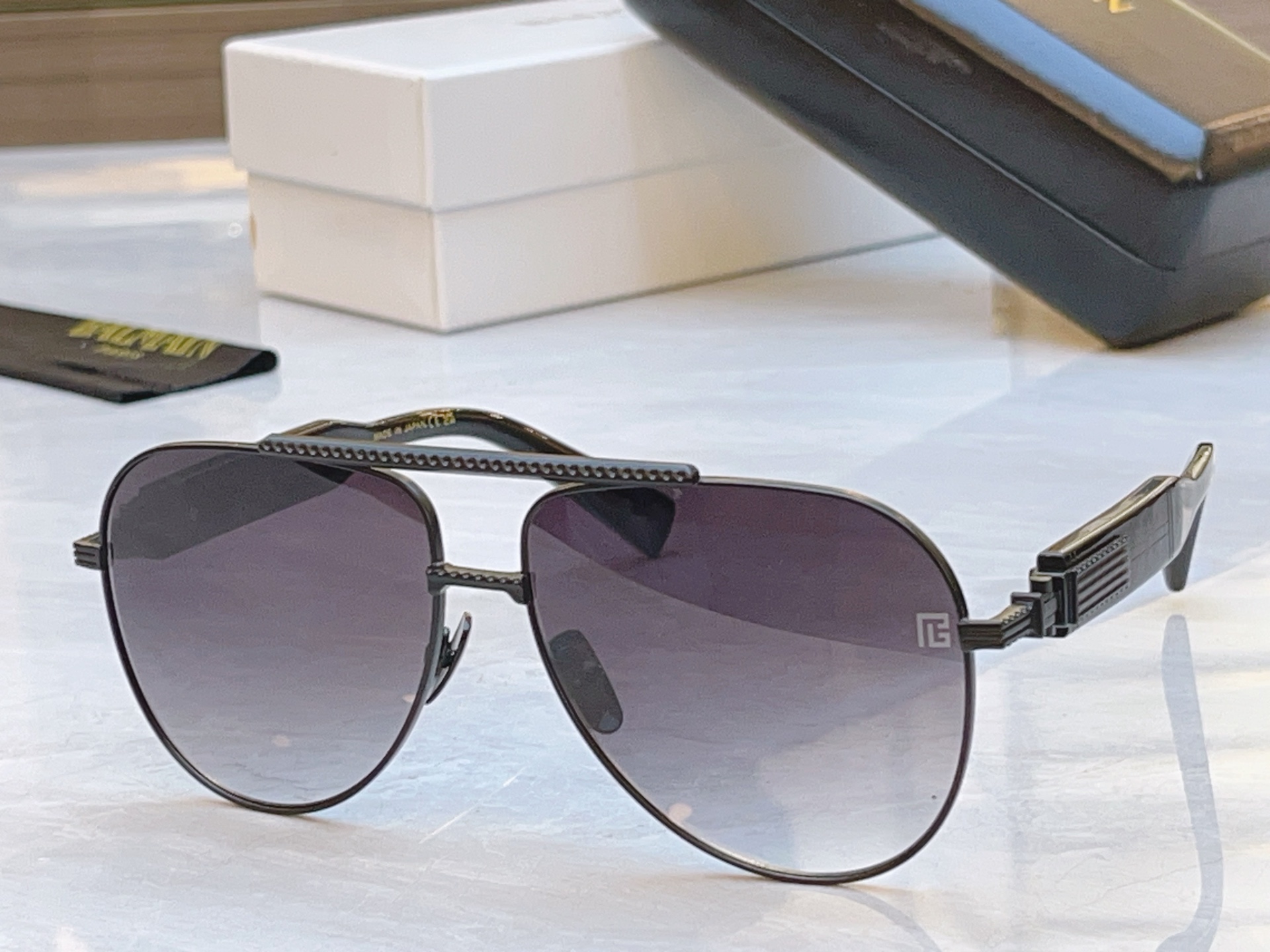 ，【Balmai*】巴尔*曼新款太阳镜，Soldier/C-159A-42//BLK-GLD，size: