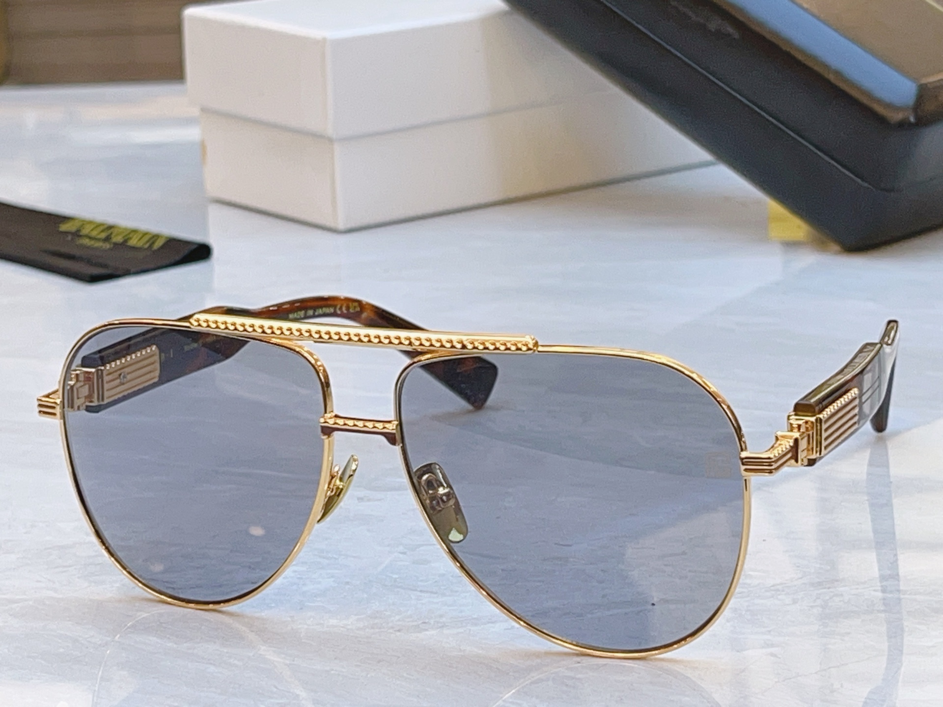 ，【Balmai*】巴尔*曼新款太阳镜，Soldier/C-159A-42//BLK-GLD，size: